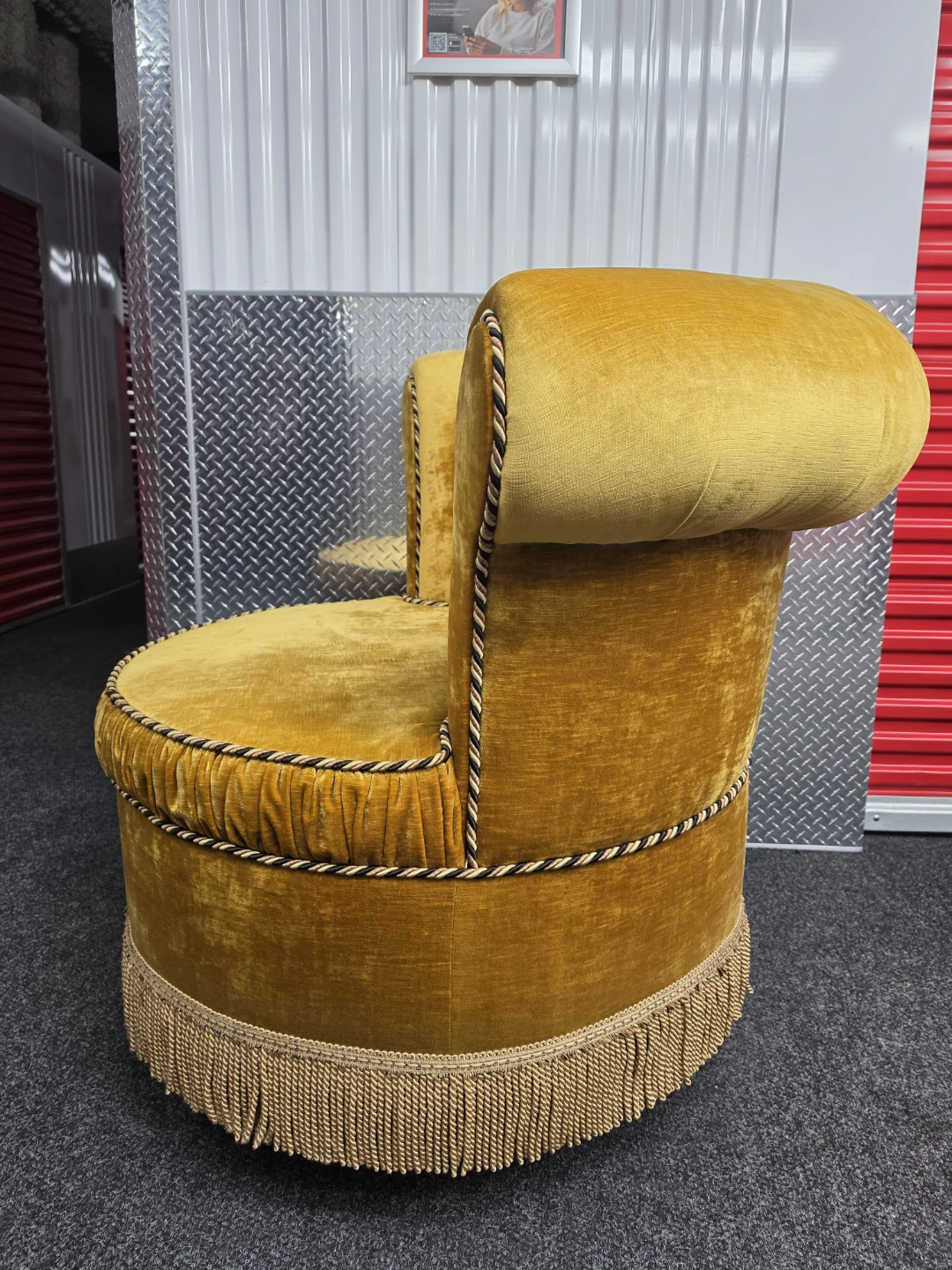 Vintage Mustard Yellow Velvet Accent Chair - photo 5