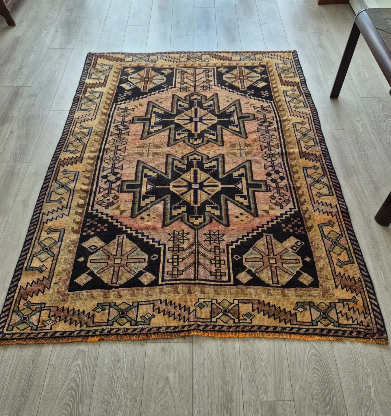 Vintage Persian Tribal Style Hand-Knotted Wool Area Rug - photo 4