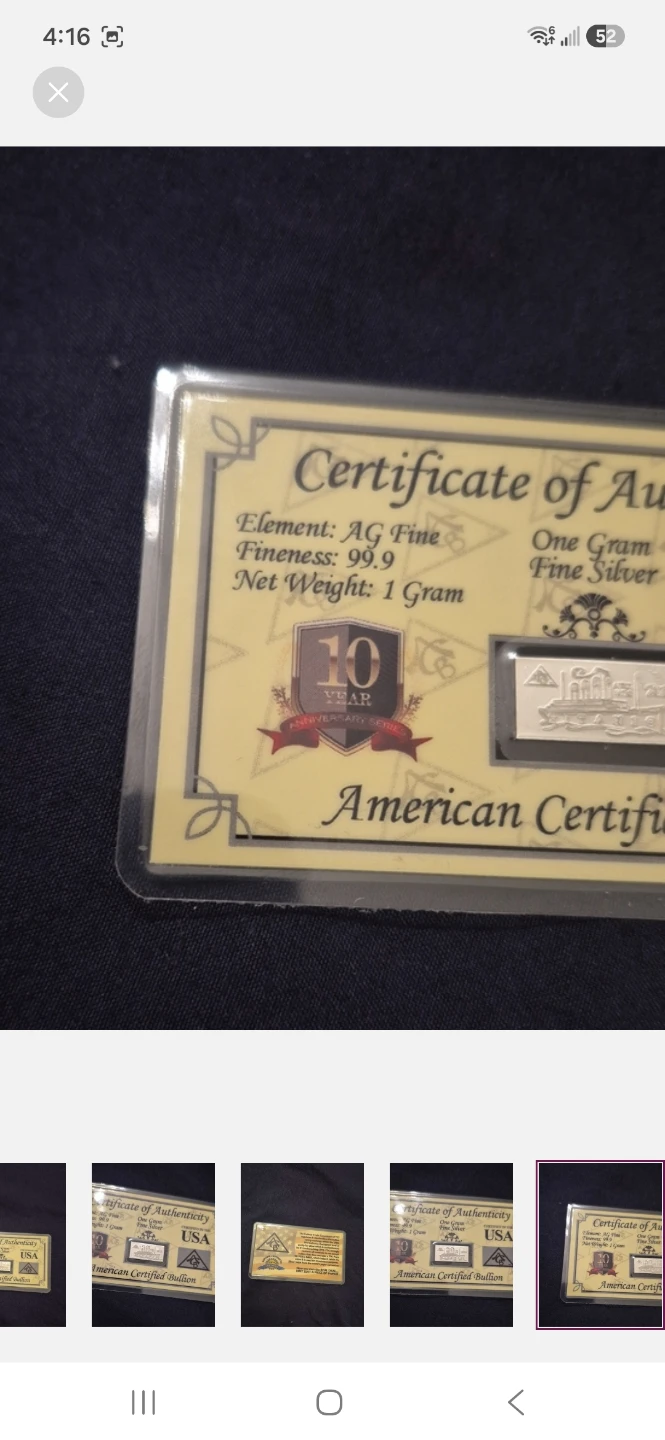 American Certified Bullion 1g Fine Silver Bar - photo 5