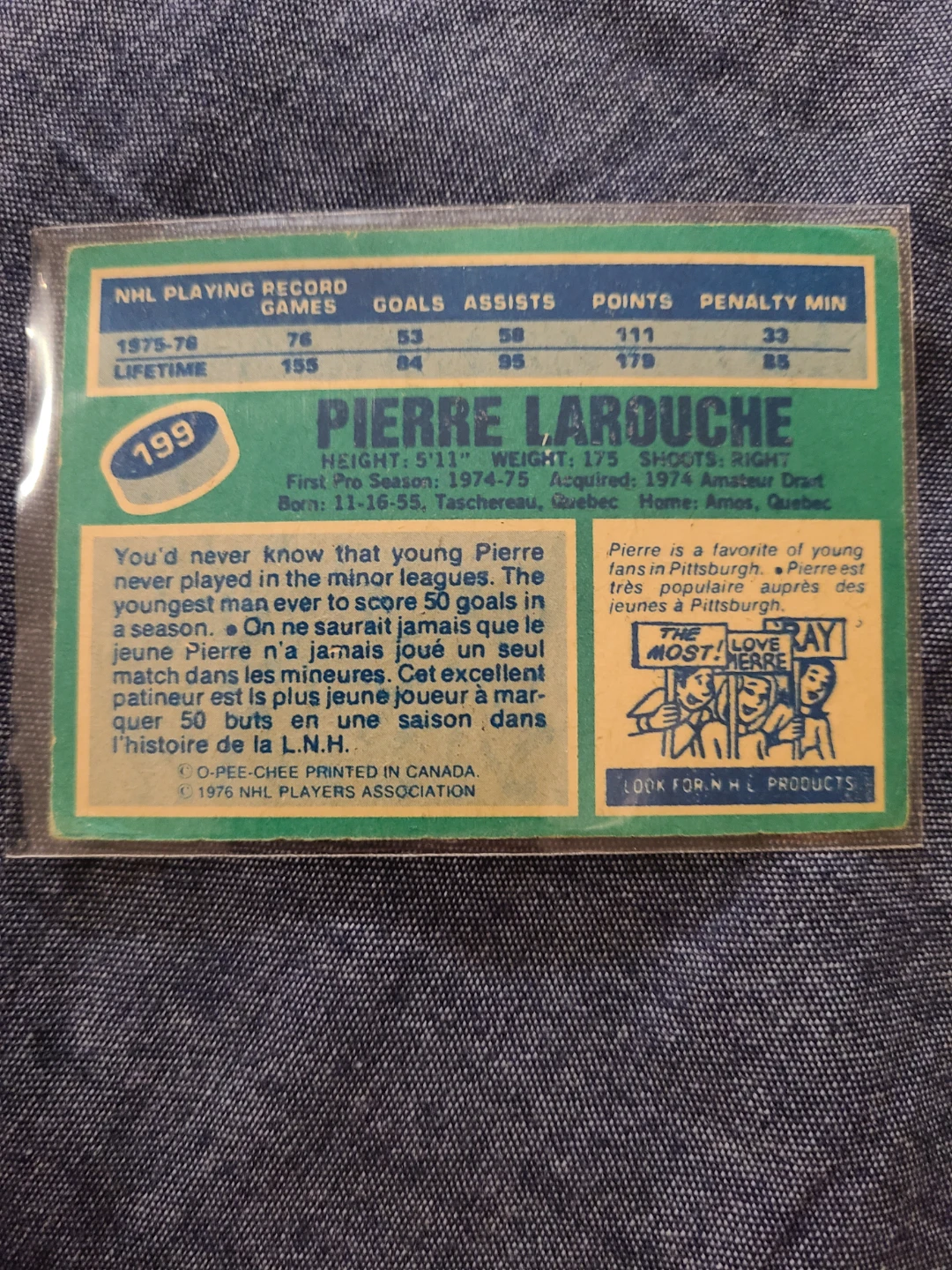 1976-77 O-Pee-Chee Pierre Larouche Hockey Card - photo 2
