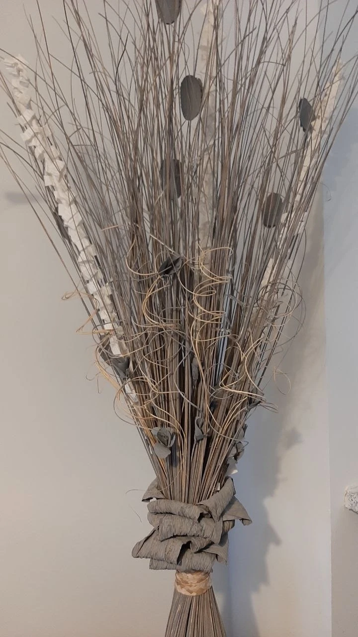 Tall Decorative Floor Vase with Dried Floral Arrangement - photo 2