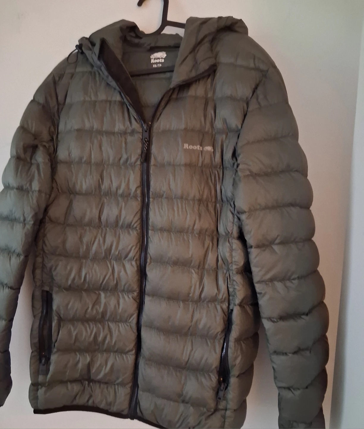 Roots olive puffer jacket