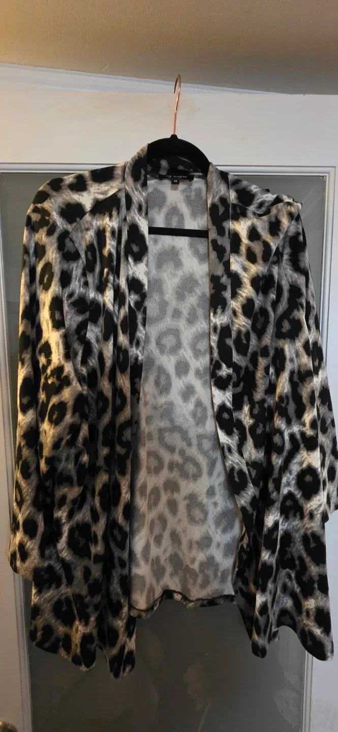 Lily Morgan Leopard Print Cardigan 1X