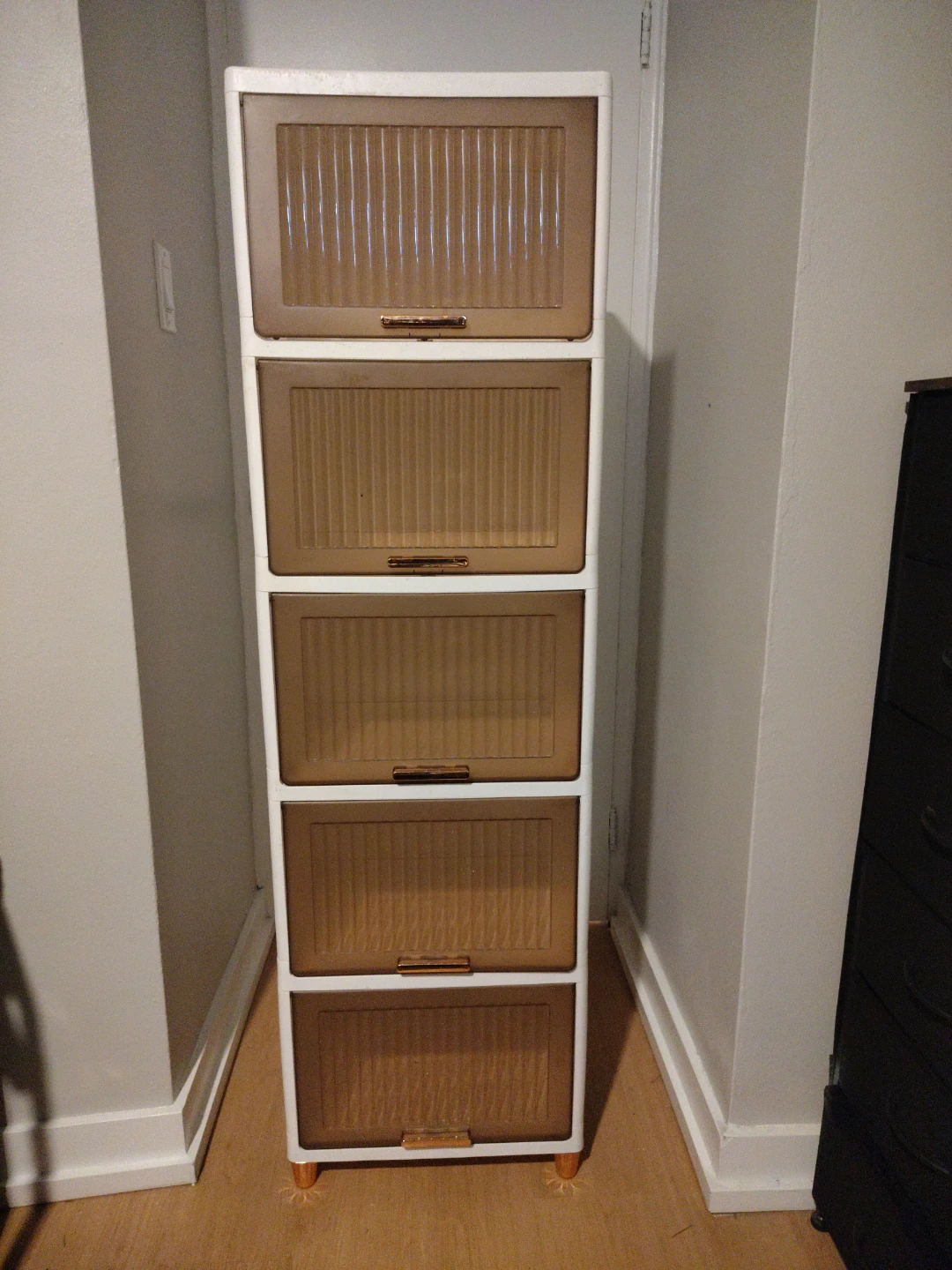 5-Tier White Storage Unit with Brown Doors - photo 3