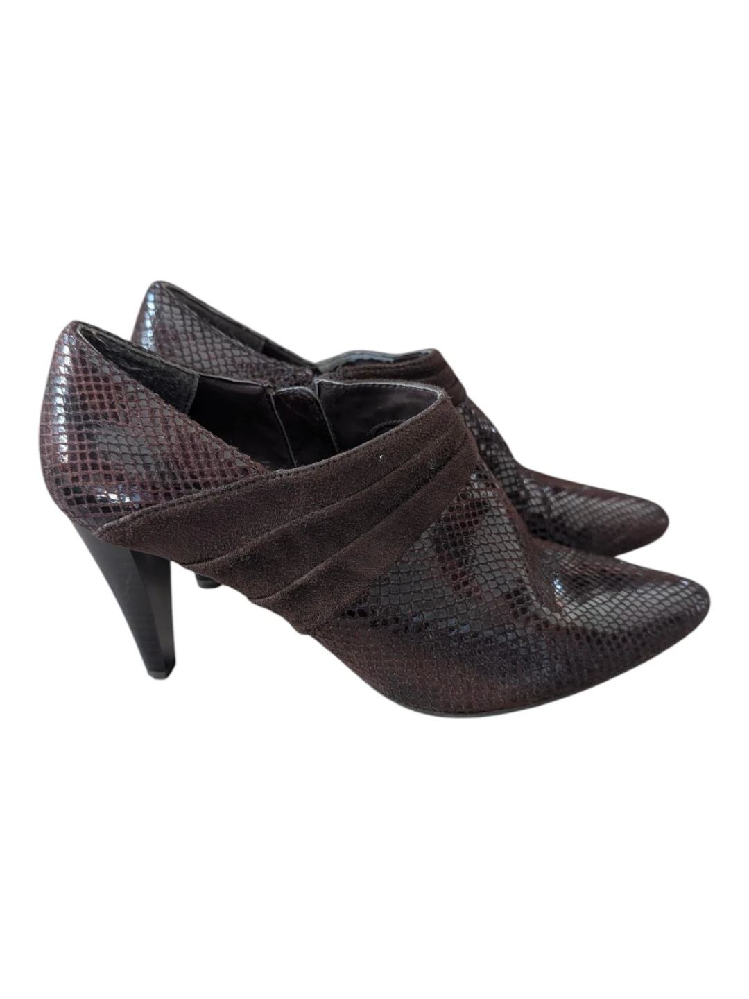 Impo Brown Snake-Print Ankle Boots Size 7.5