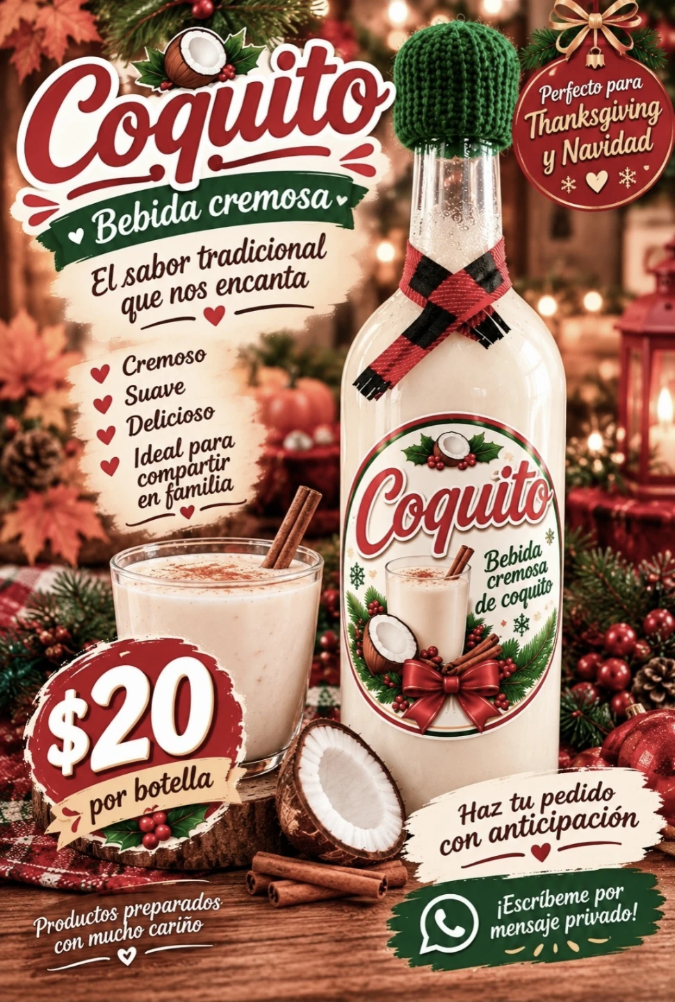 Homemade Coquito Creamy Drink