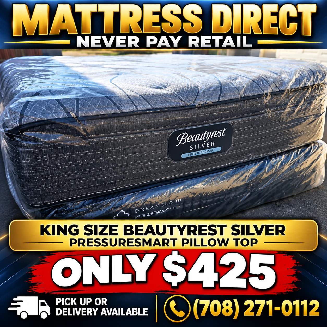 King Size Beautyrest Silver PressureSmart Pillow Top