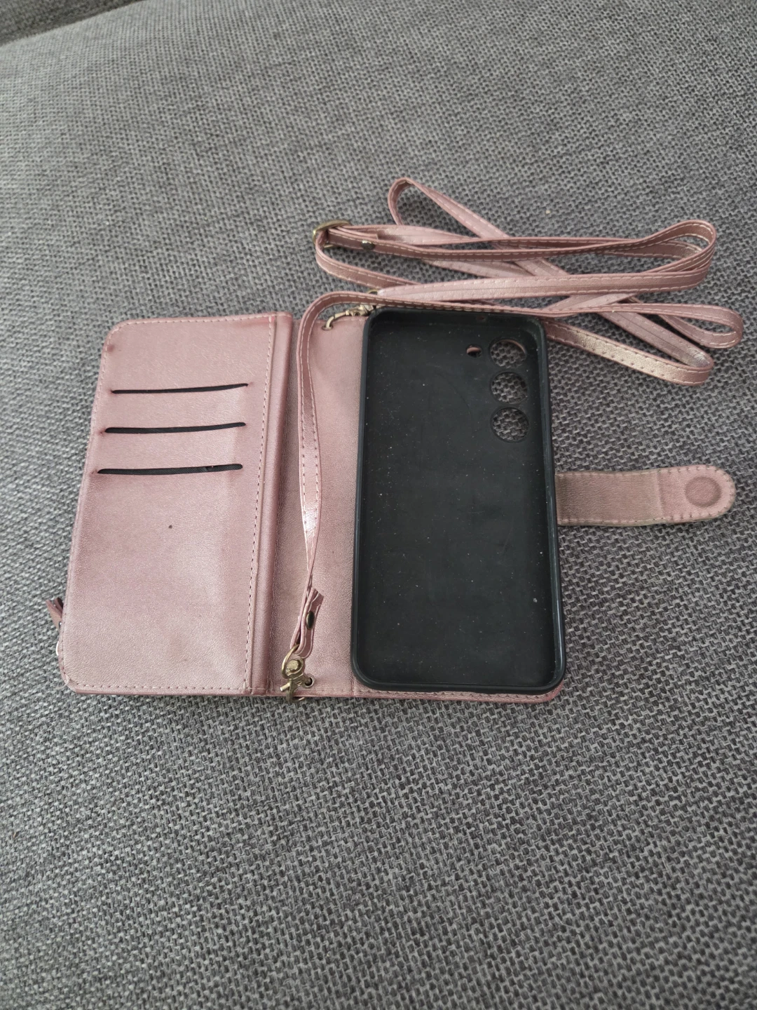 Rose Gold Wallet Phone Case with Strap