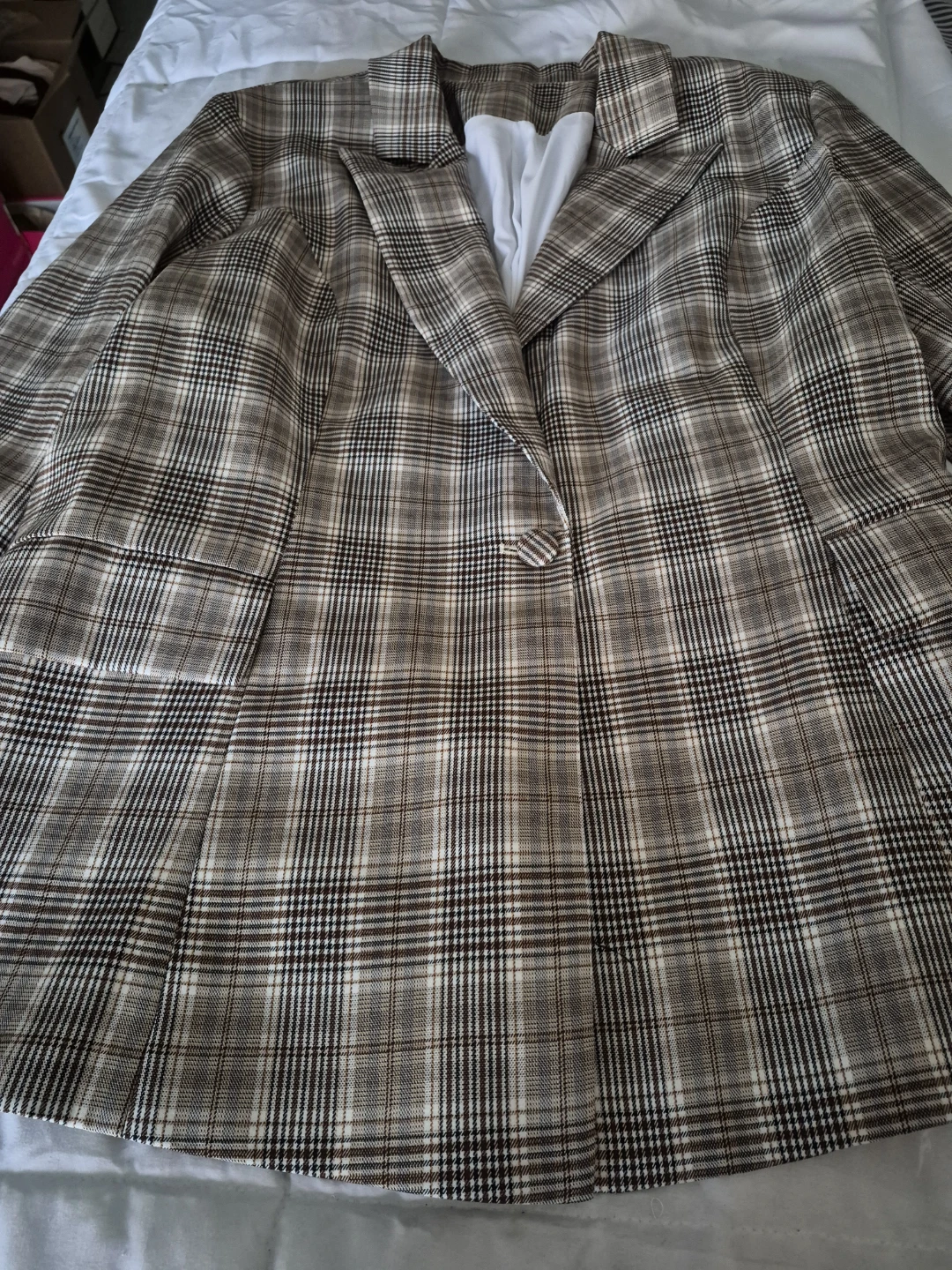 Women's Plaid Blazer Brown - photo 3