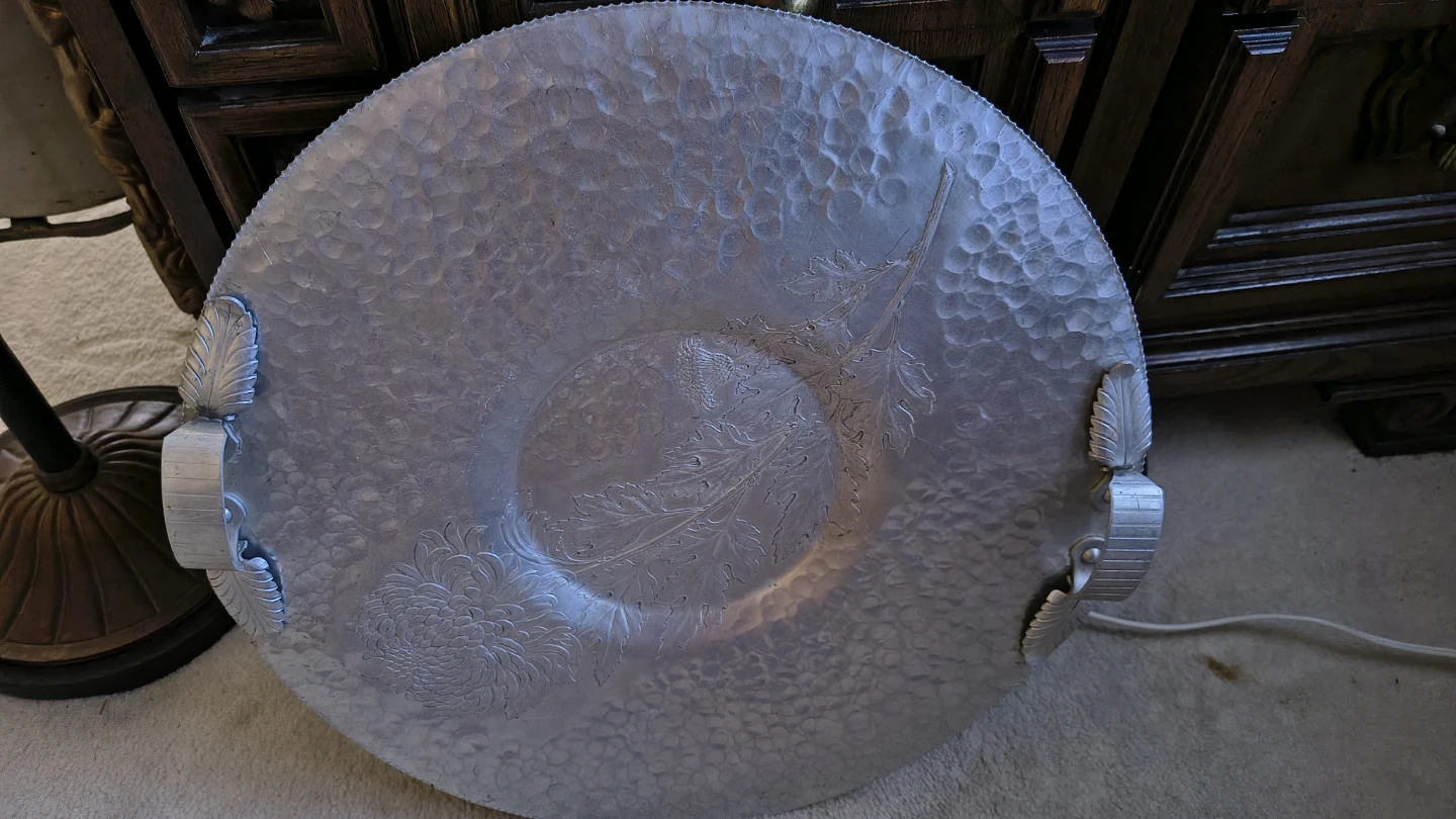 Vintage Hammered Aluminum Tray and Ice Bucket Set - photo 2
