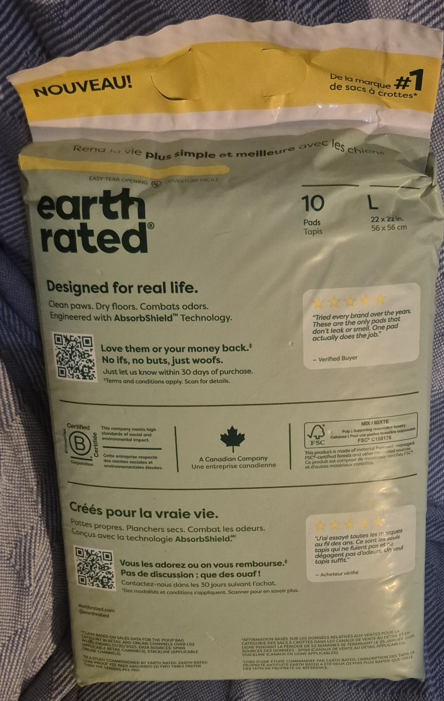 Earth Rated Leak-Proof Pee Pads - Large (10 Count) - photo 2