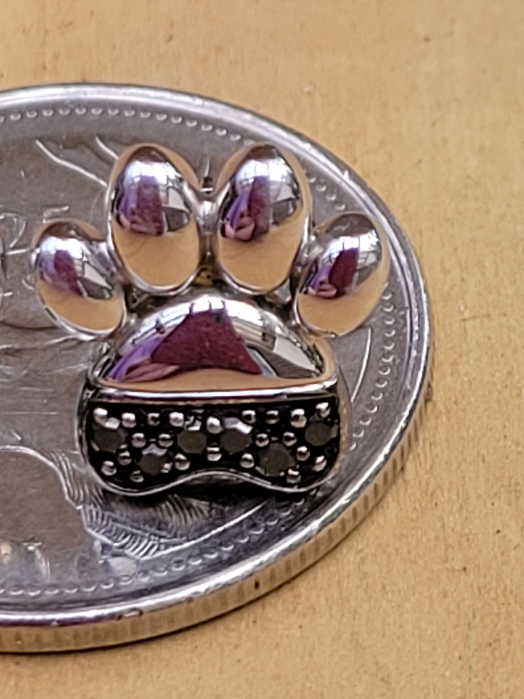 Sterling Silver and Black Diamonds Paw Print Earrings - photo 5