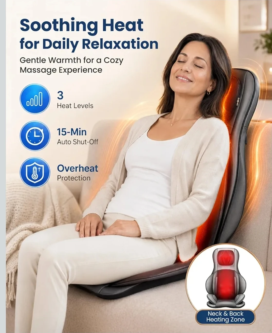 Comfier Shiatsu Neck and Back Massage Chair Pad - photo 2