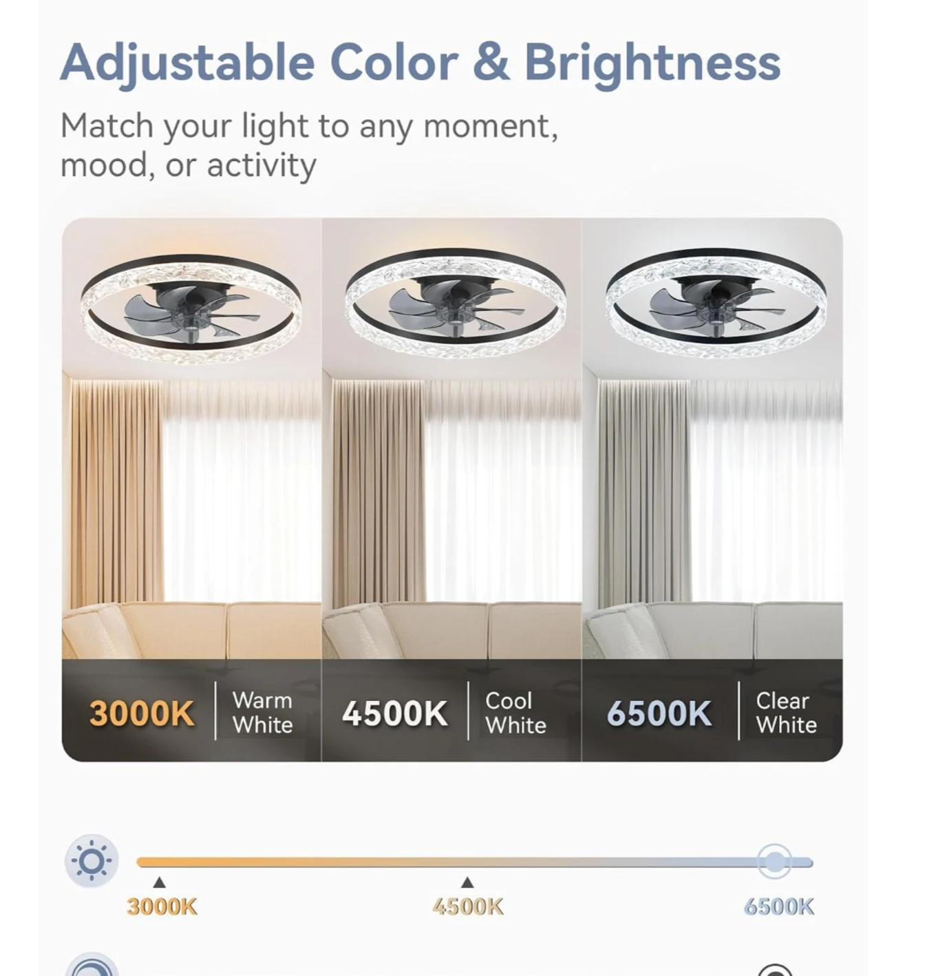Modern Crystal LED Ceiling Fan with lights and Remote - photo 5