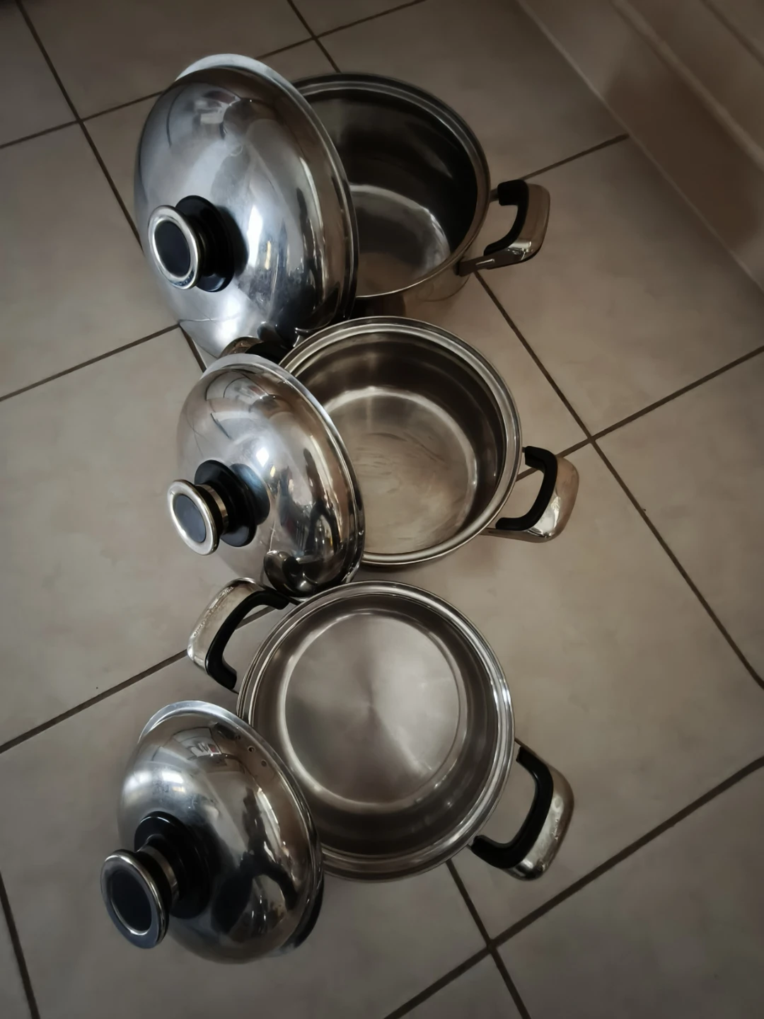Set of 3 Stainless Steel Cooking Pots - photo 3