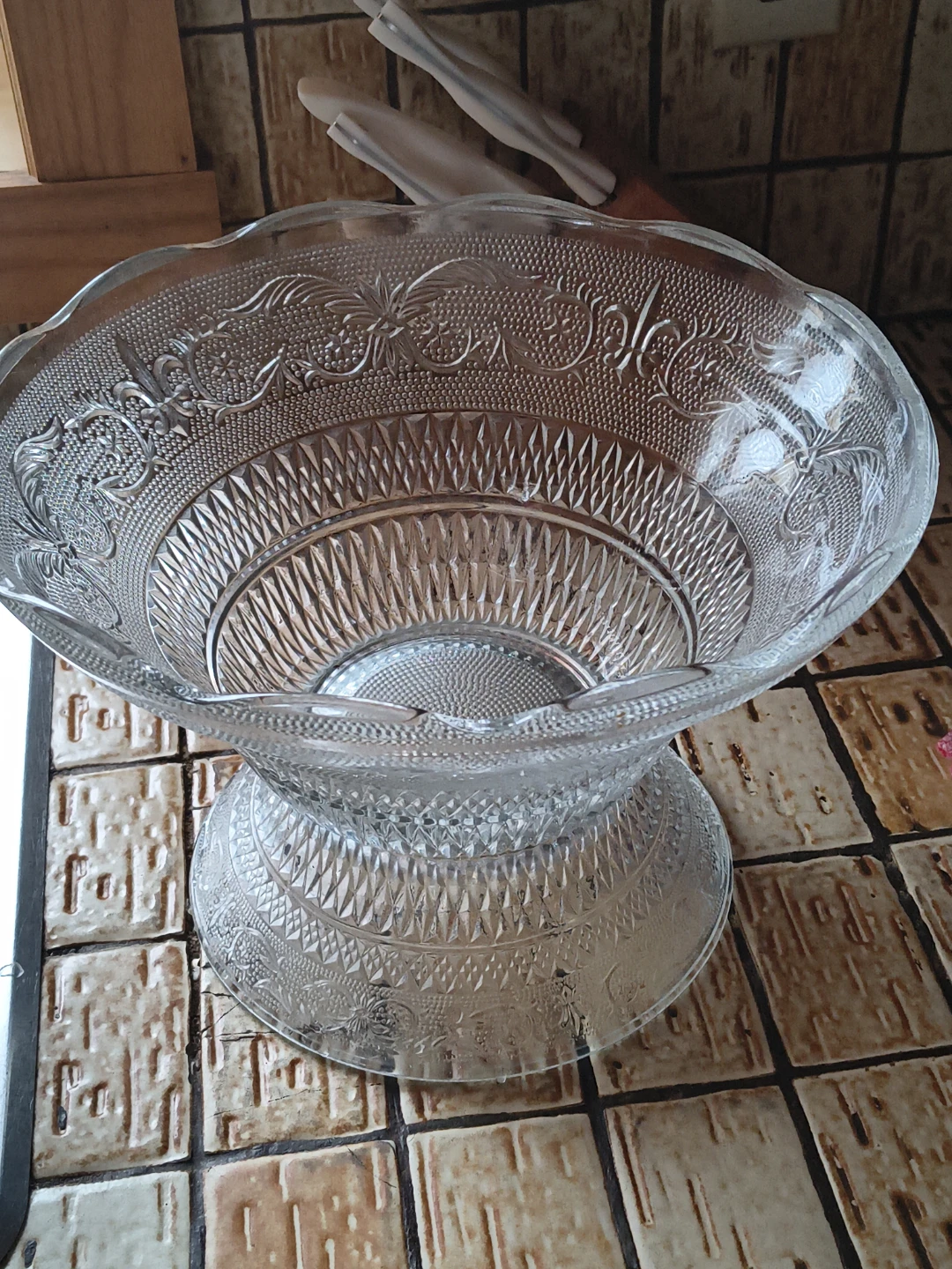 Vintage Clear Glass Punch Bowl Set