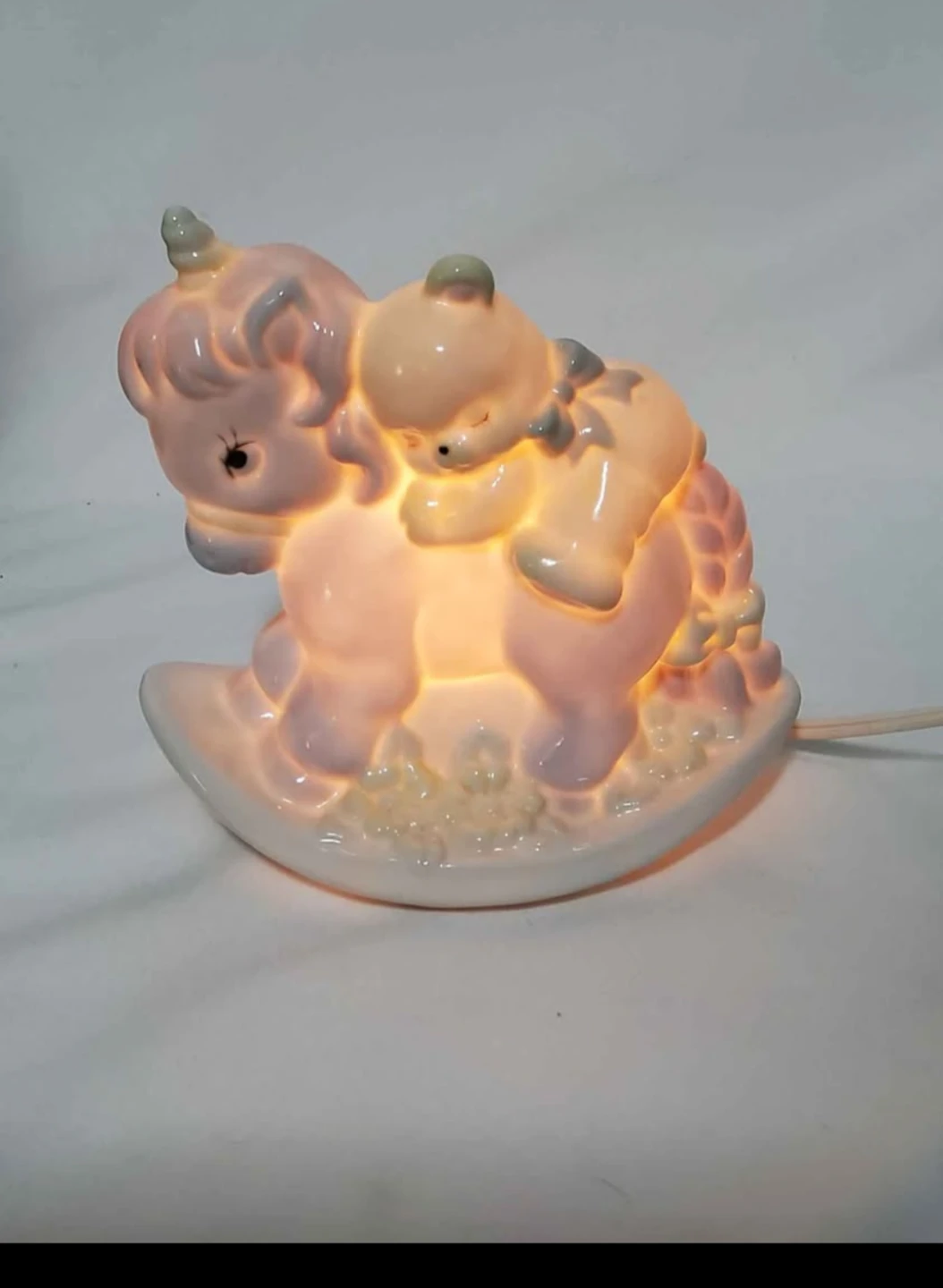 Enesco Baby night light lamp rocking unicorn with teddy bear