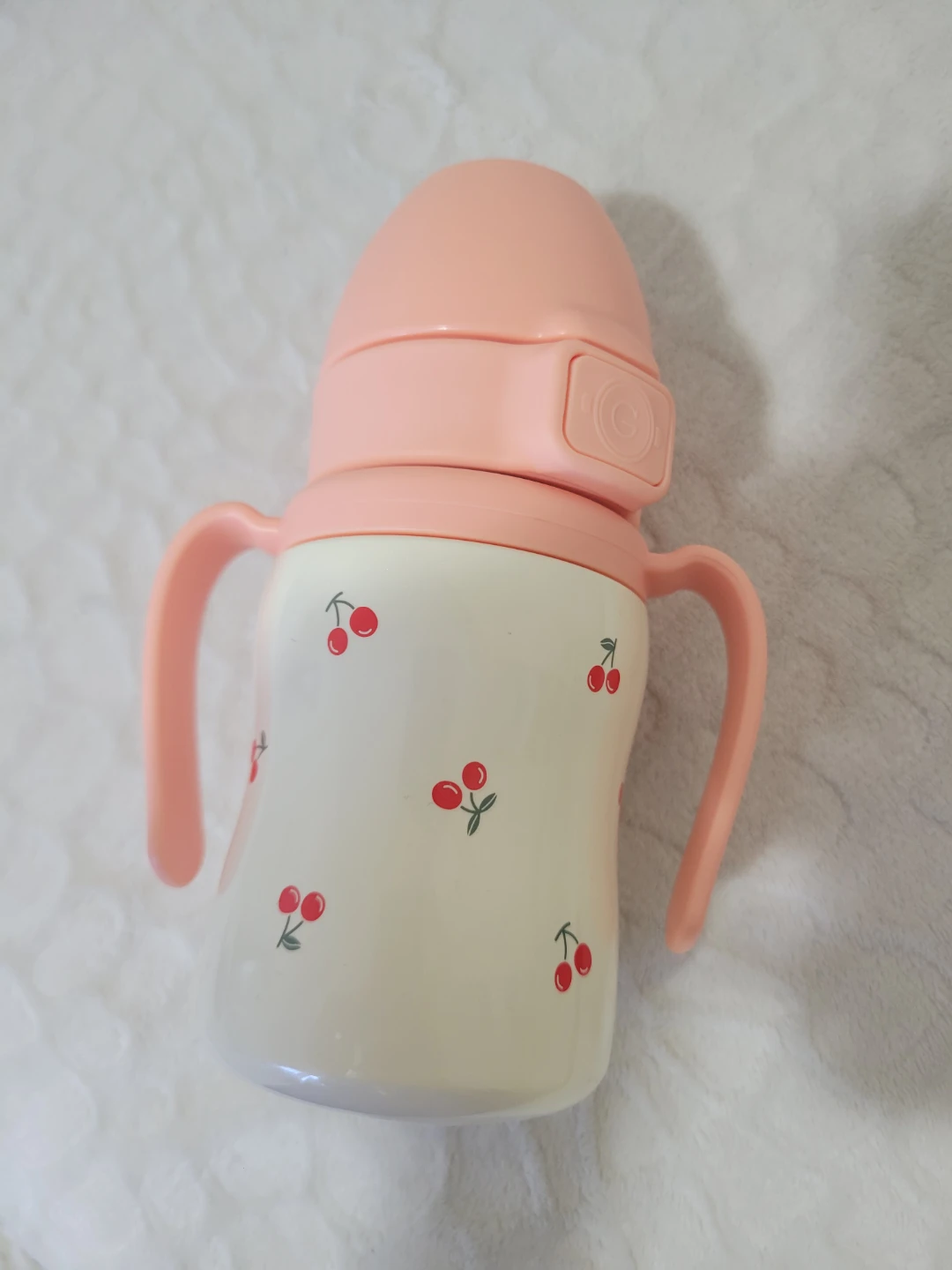 Baby Cherry Print Straw Cup with Handles
