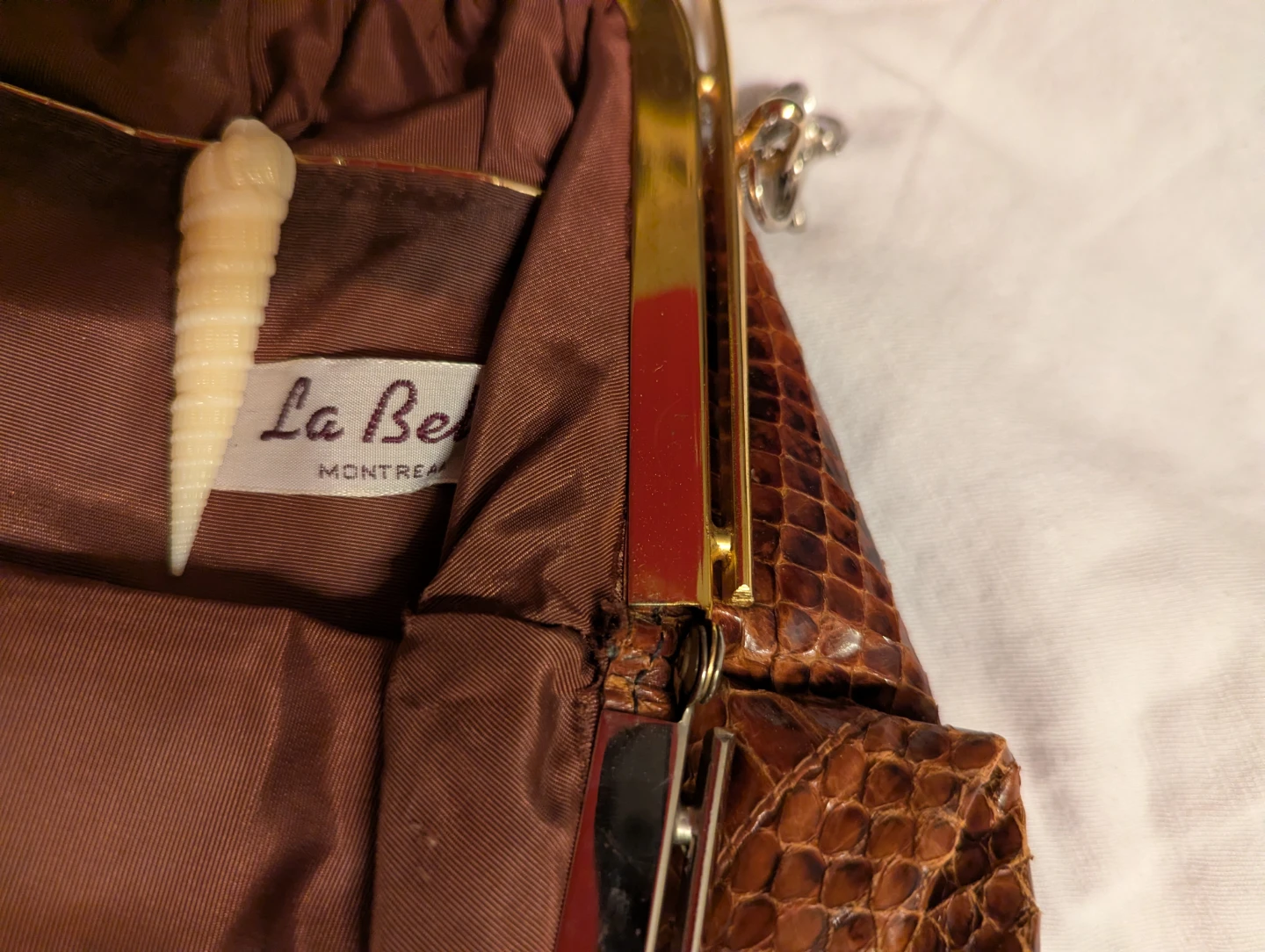 La Belle Montreal Brown Snakeskin Handbag - photo 4