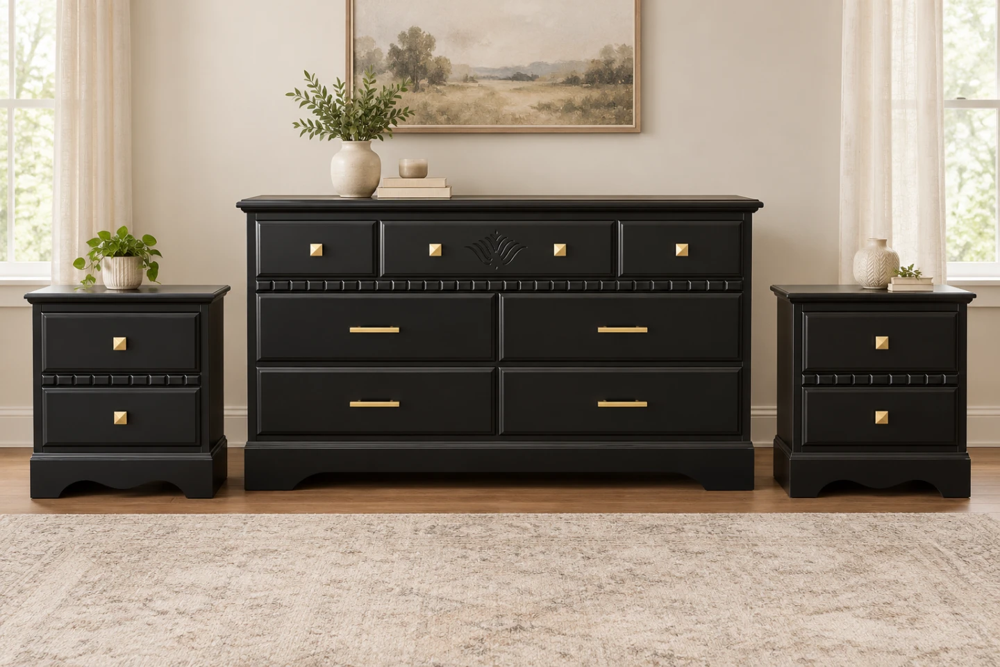 3 piece black bedroom set