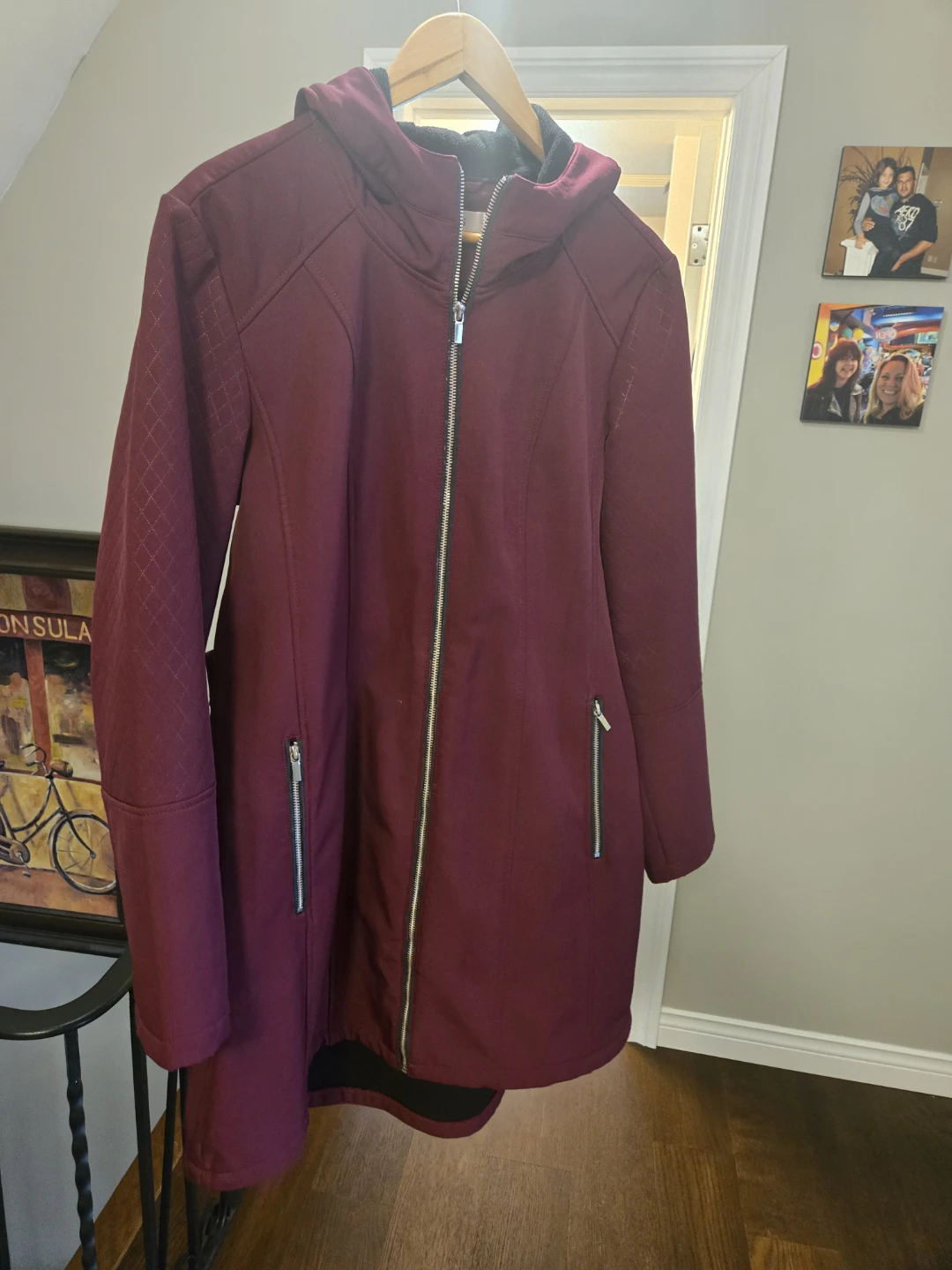 Womens Burgundy Lightweight Raincoat with hood - photo 3