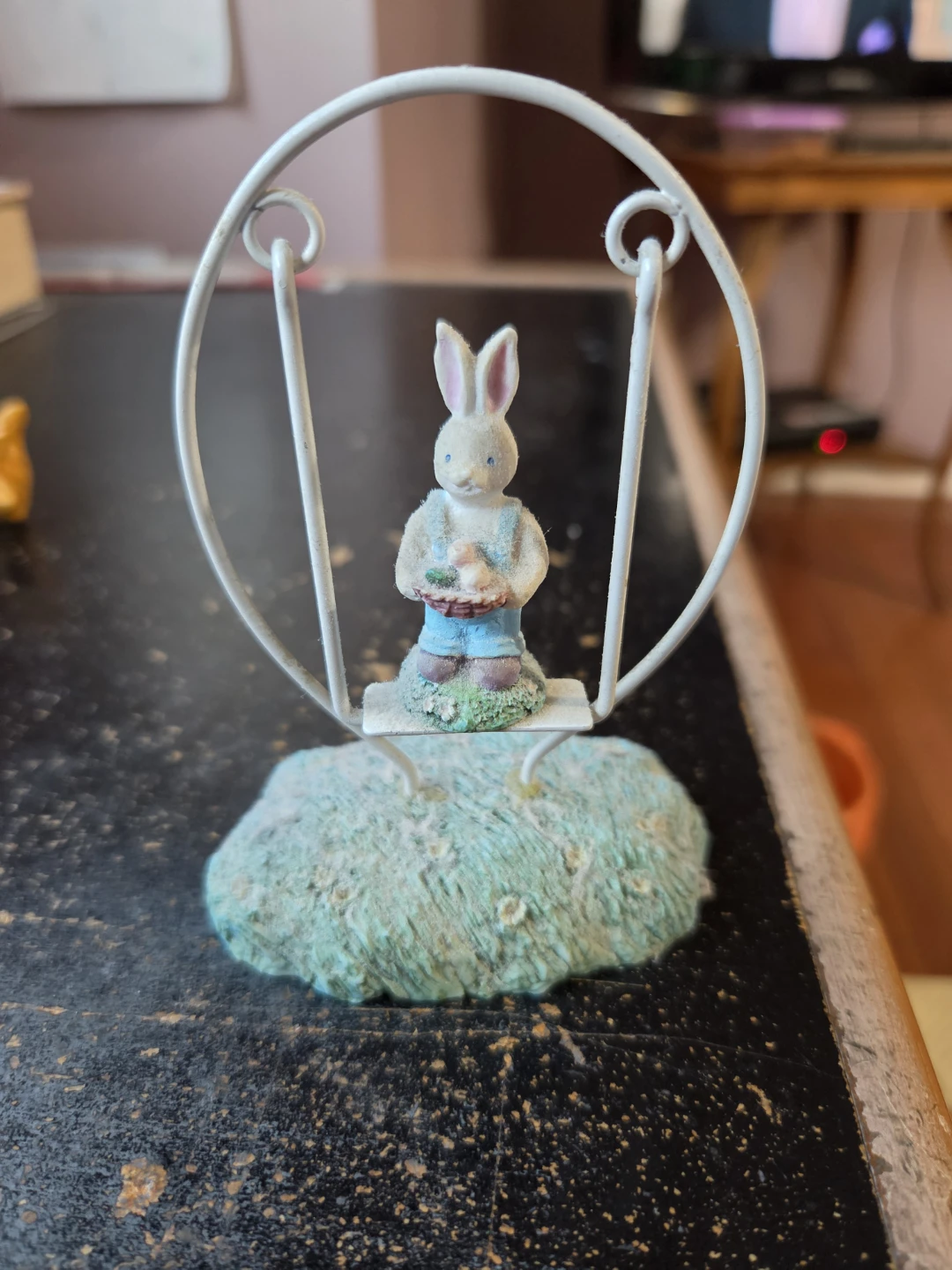Kmart Easter Jubilee 1990s Bunny on Swing Figurine