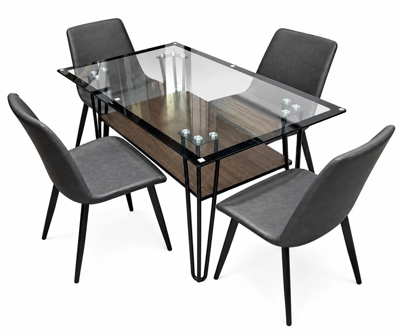 Glass Dining Table with 4 Chairs