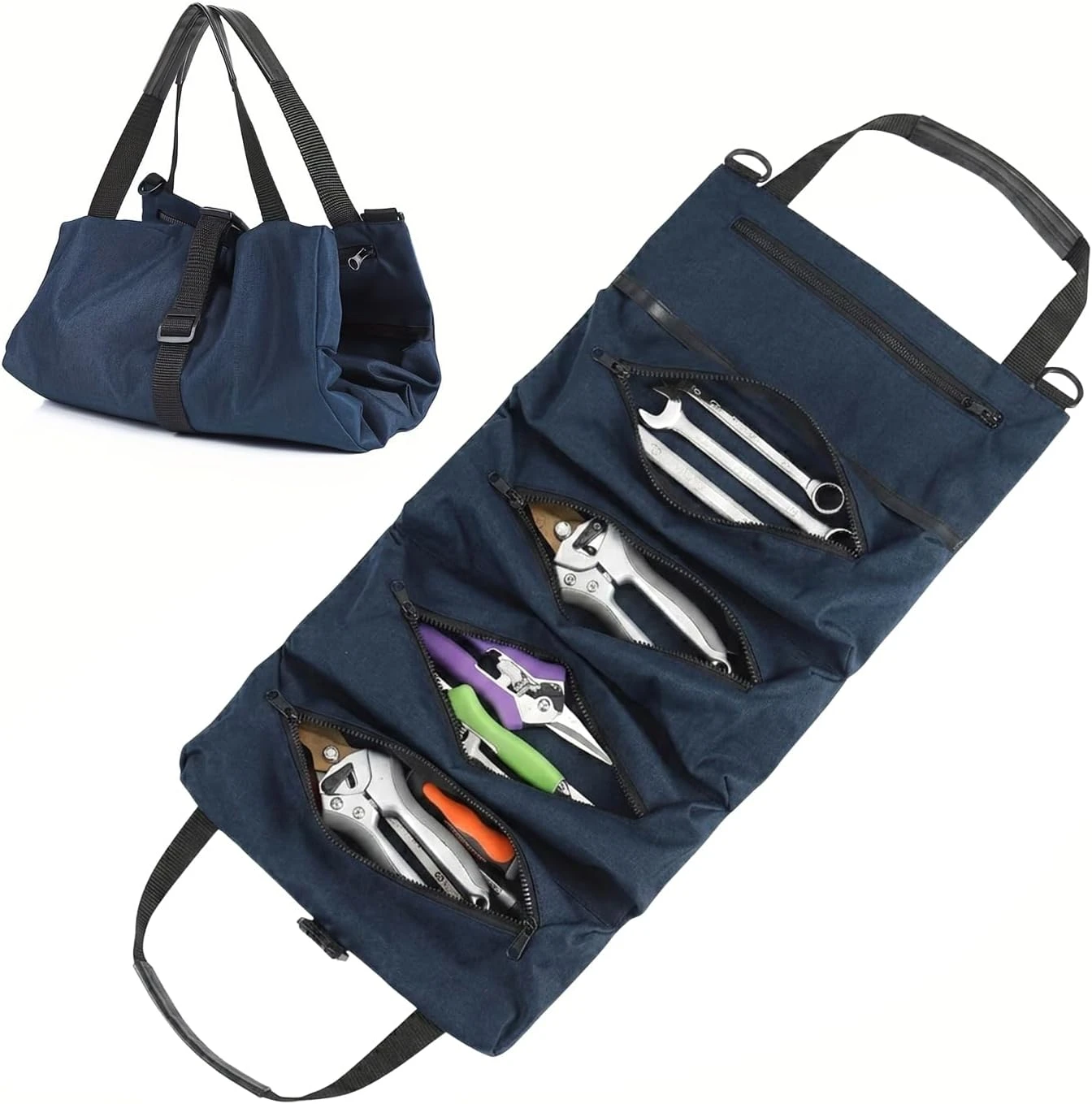 Blue Roll-Up Tool Organizer Bag