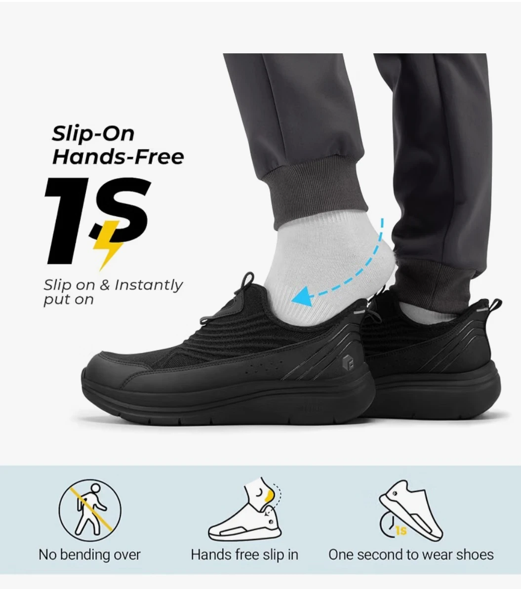 👟 FitVille Step Ease V1 Men’s Walking Shoes – Black - photo 3