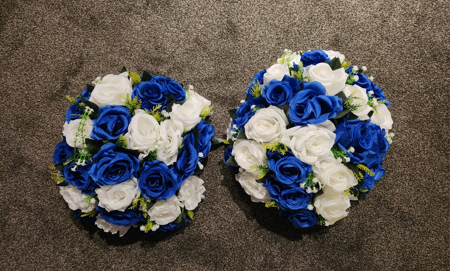 Artificial Blue and White Rose Flower Centerpieces - photo 5