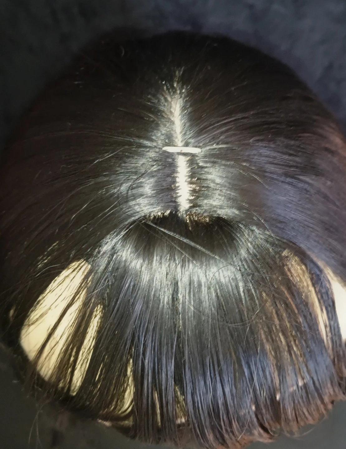 Synthetic hair topper with Bangs Color 1B - photo 5