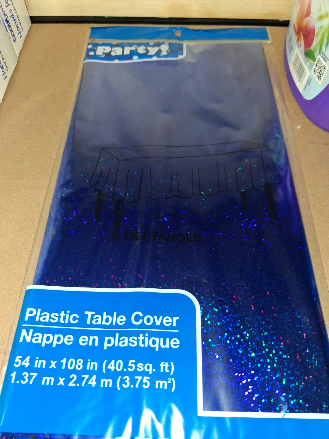 Party! Blue Rectangular Plastic Table Cover