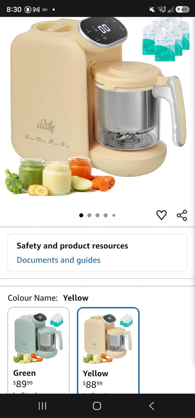 Chef Handy Baby Food Maker Yellow - photo 3