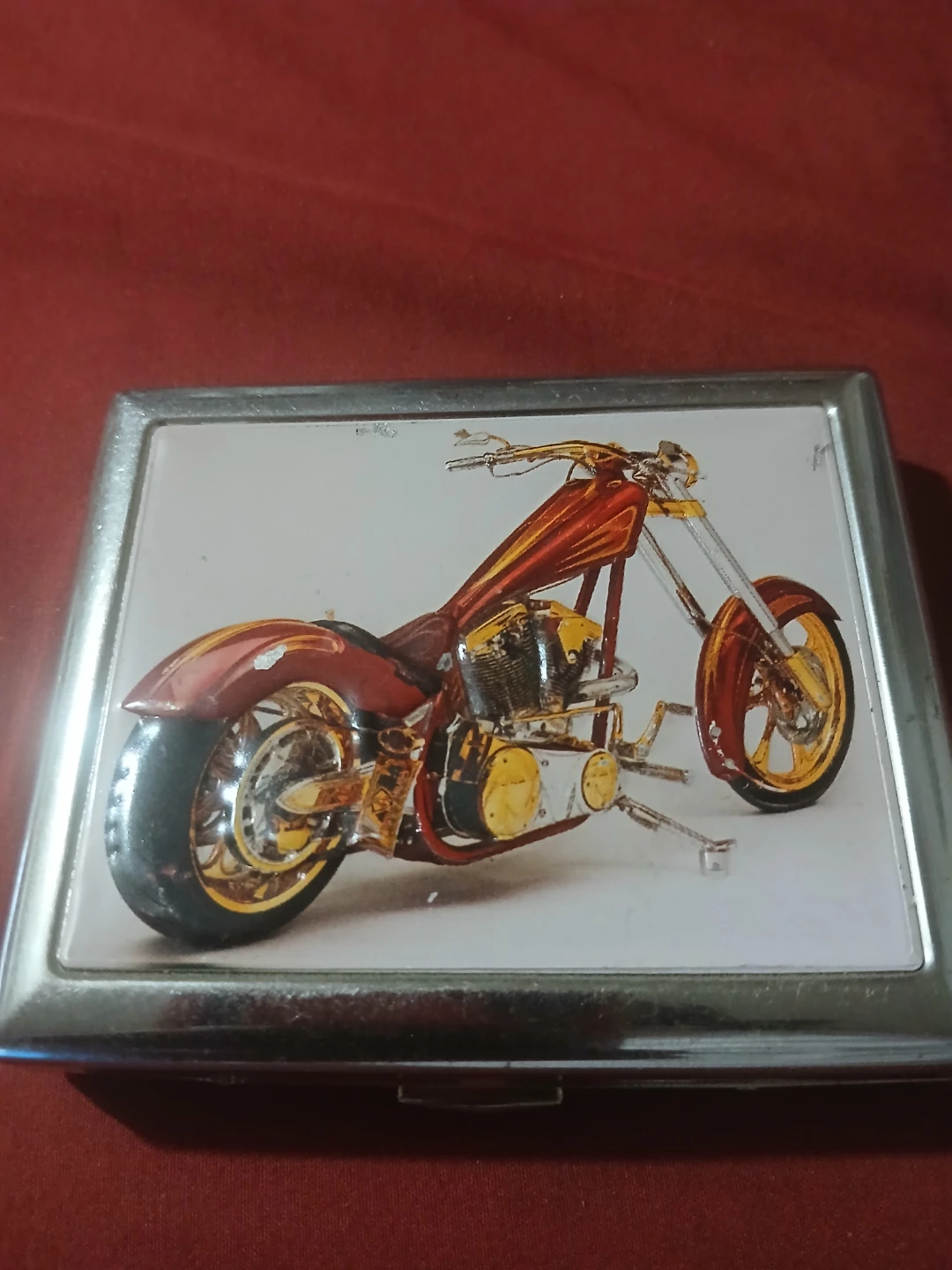 Chrome Motorcycle Picture Cigarette Case - photo 2