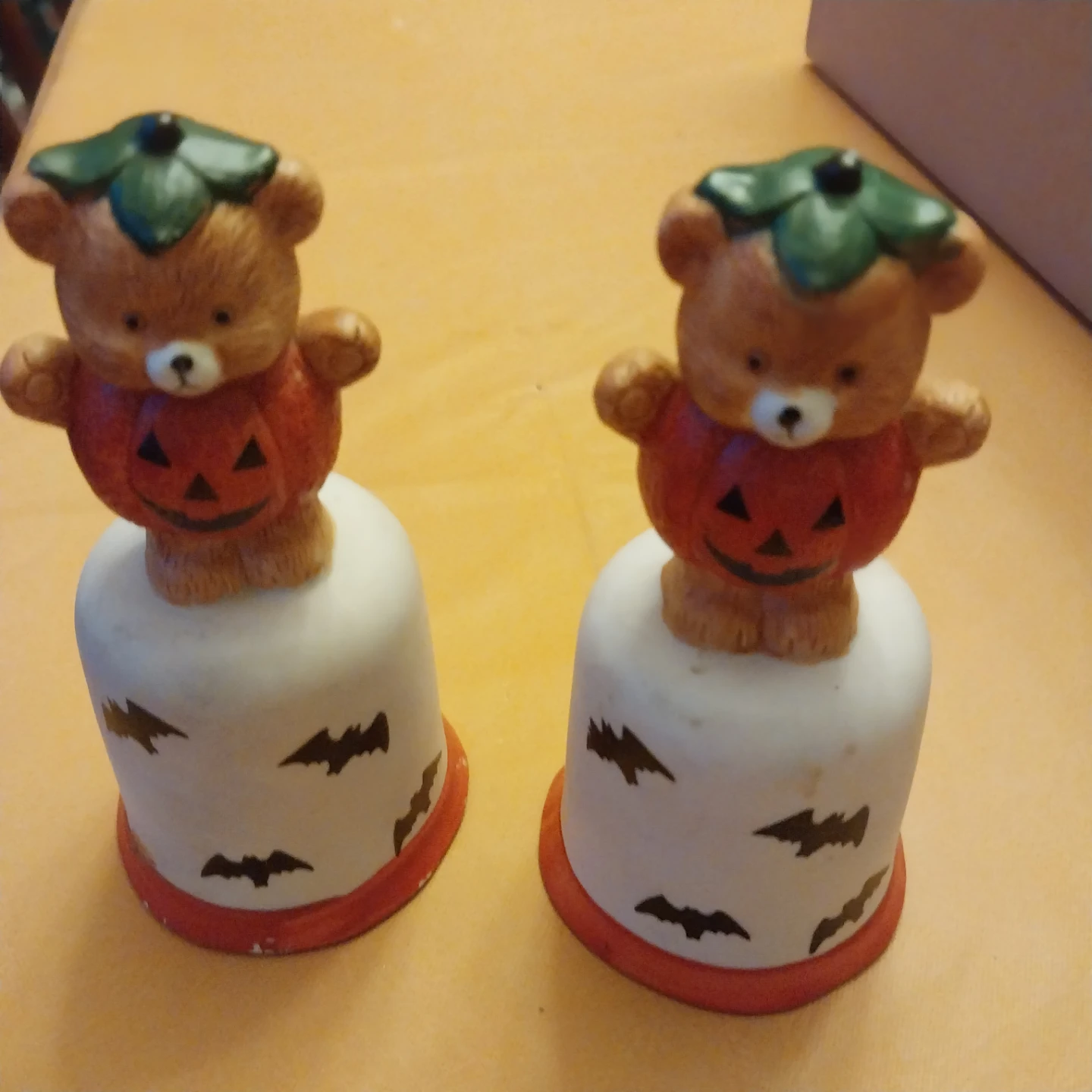 Set of 2 Ceramic Halloween Bear Bells