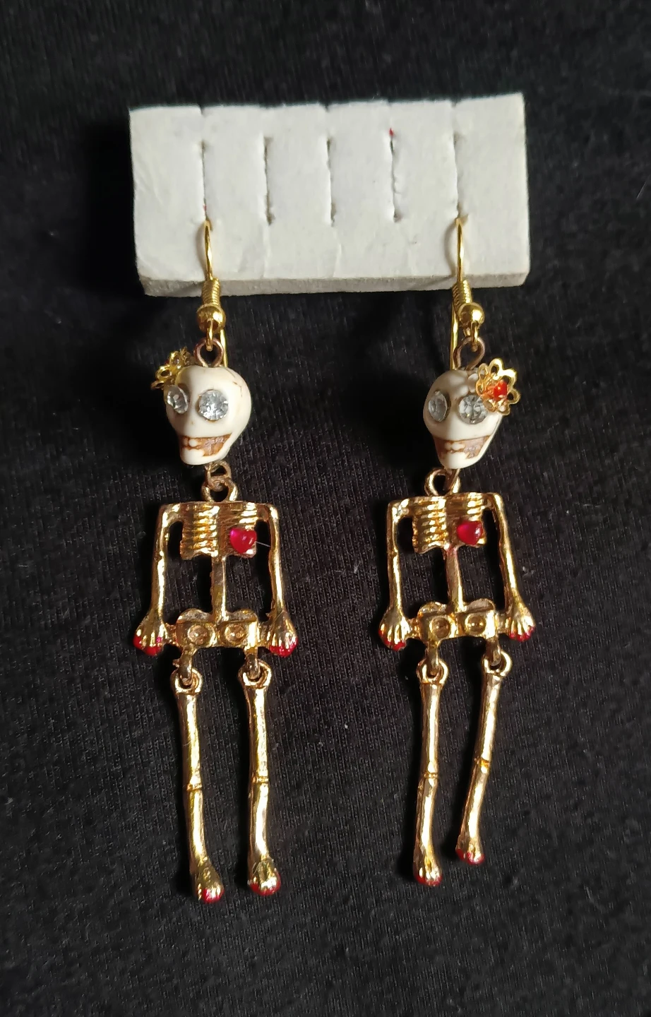 Unique Dias de los Muertos Golden skeleton dangle earrings 💀🎃👻🦇