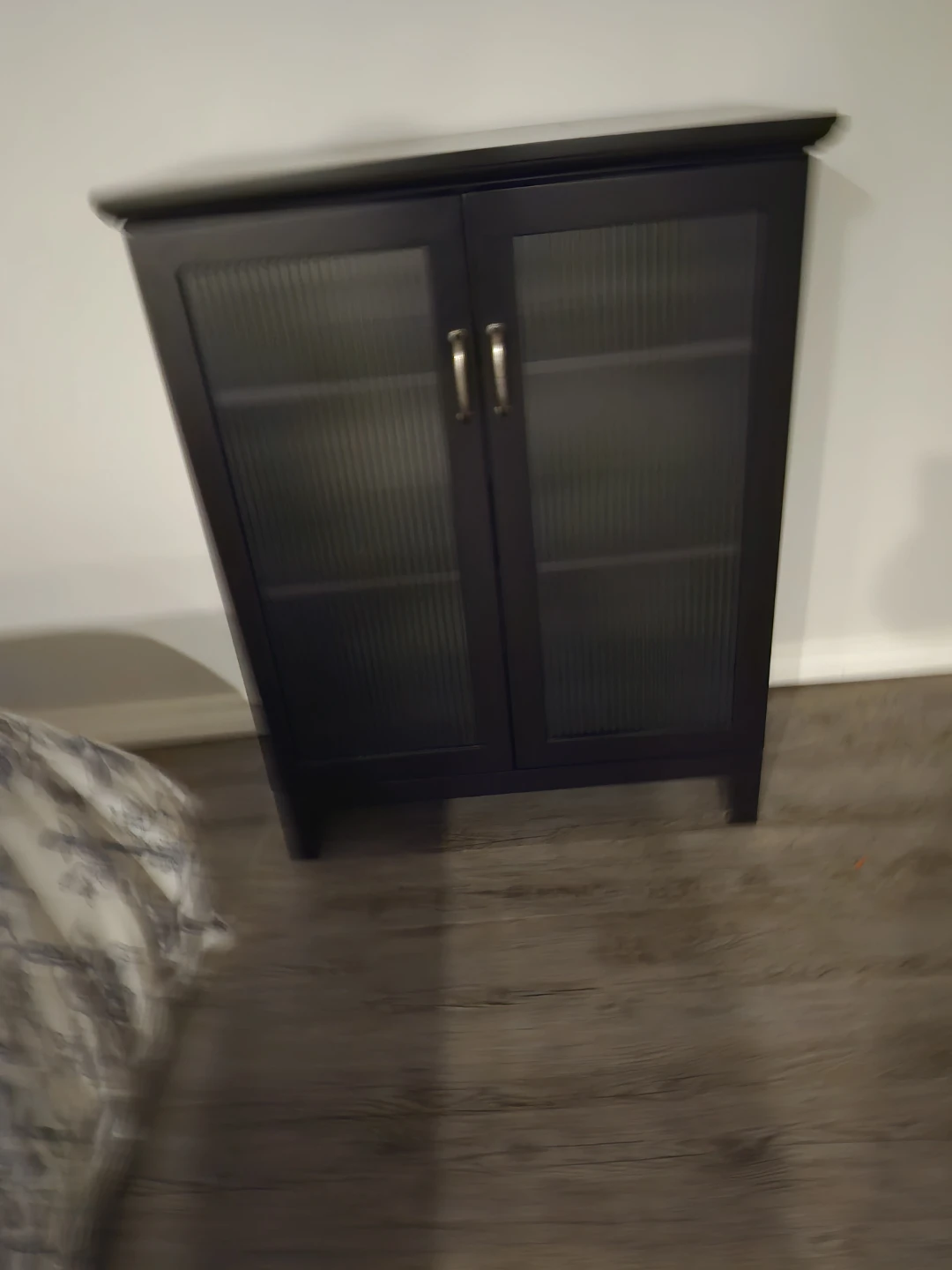Black Cabinet with Reeded Glass Doors