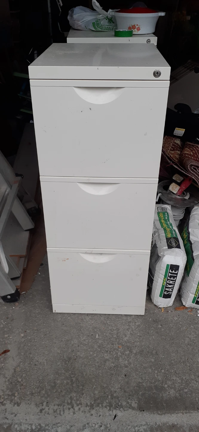 White 3-Drawer Metal Filing Cabinet