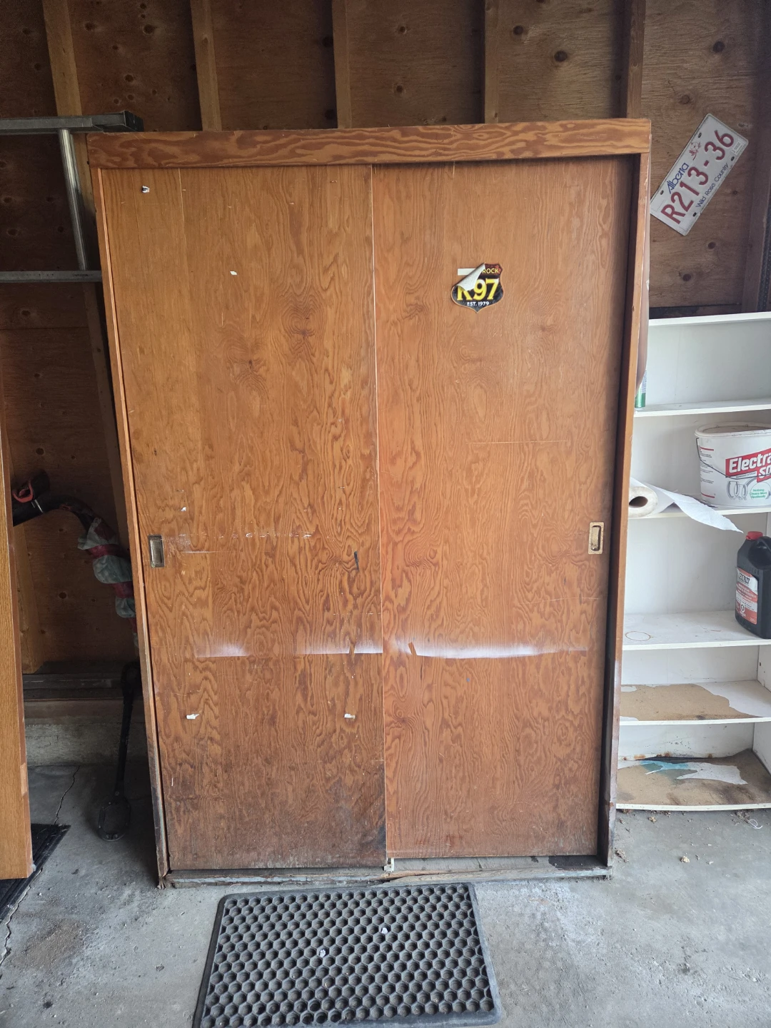 Vintage Wooden Sliding Door Cabinet