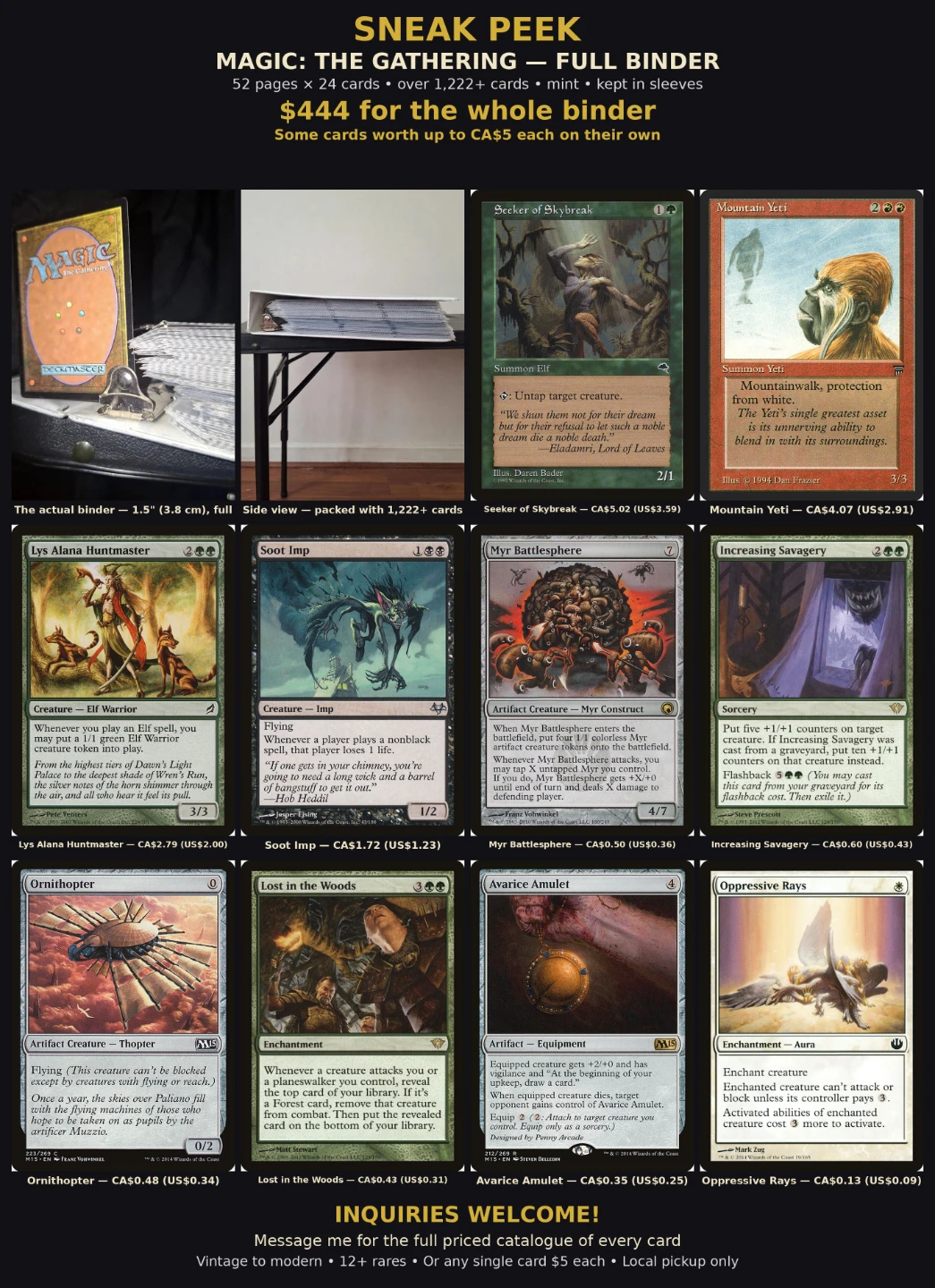 Magic: The Gathering Collection - 1200+ Cards in Binder