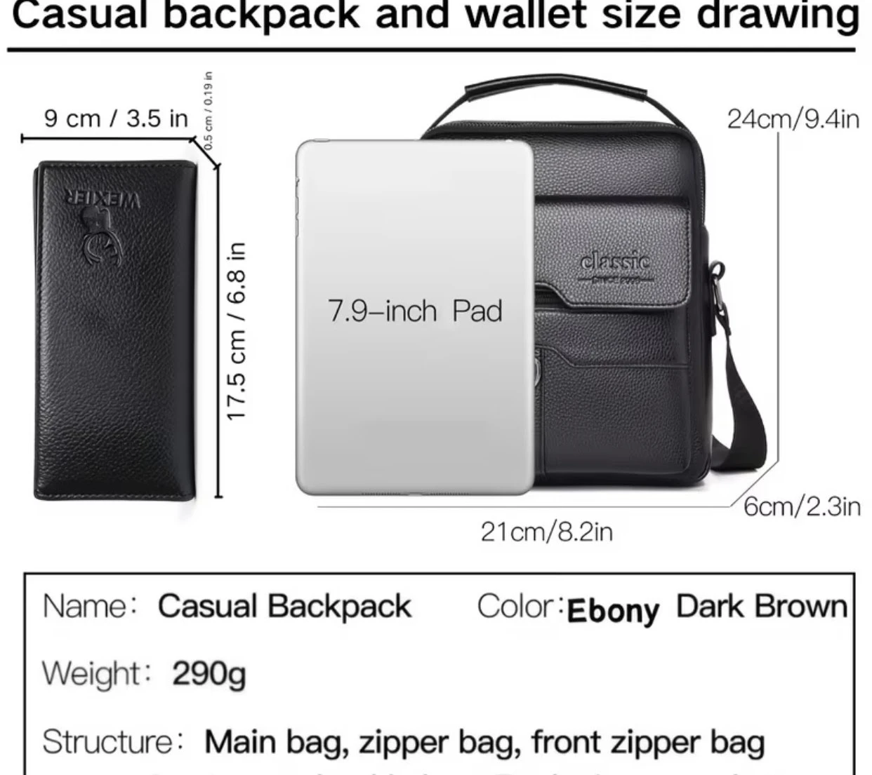 Classic Casual Shoulder Bag Dark Brown - photo 2