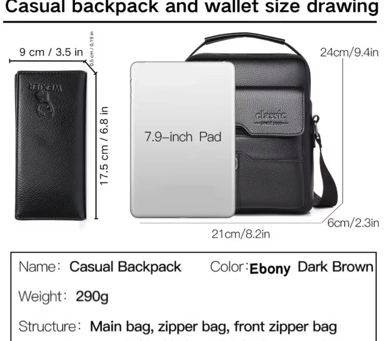 Classic Casual Shoulder Bag Dark Brown - photo 2