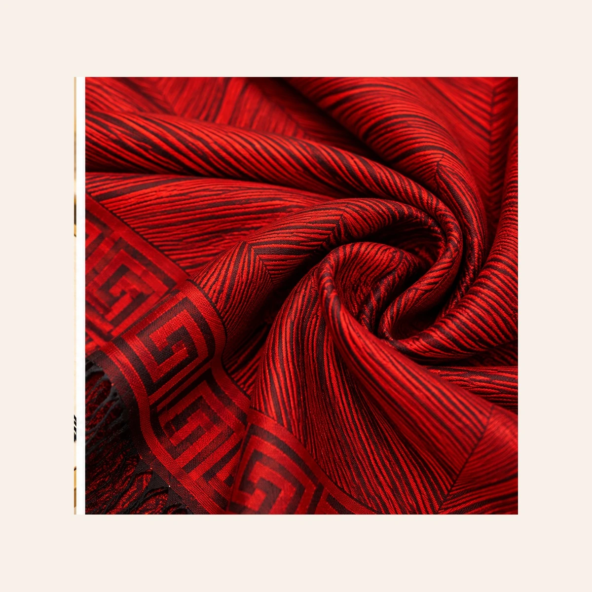 Red and Black Patterned Scarf - photo 4