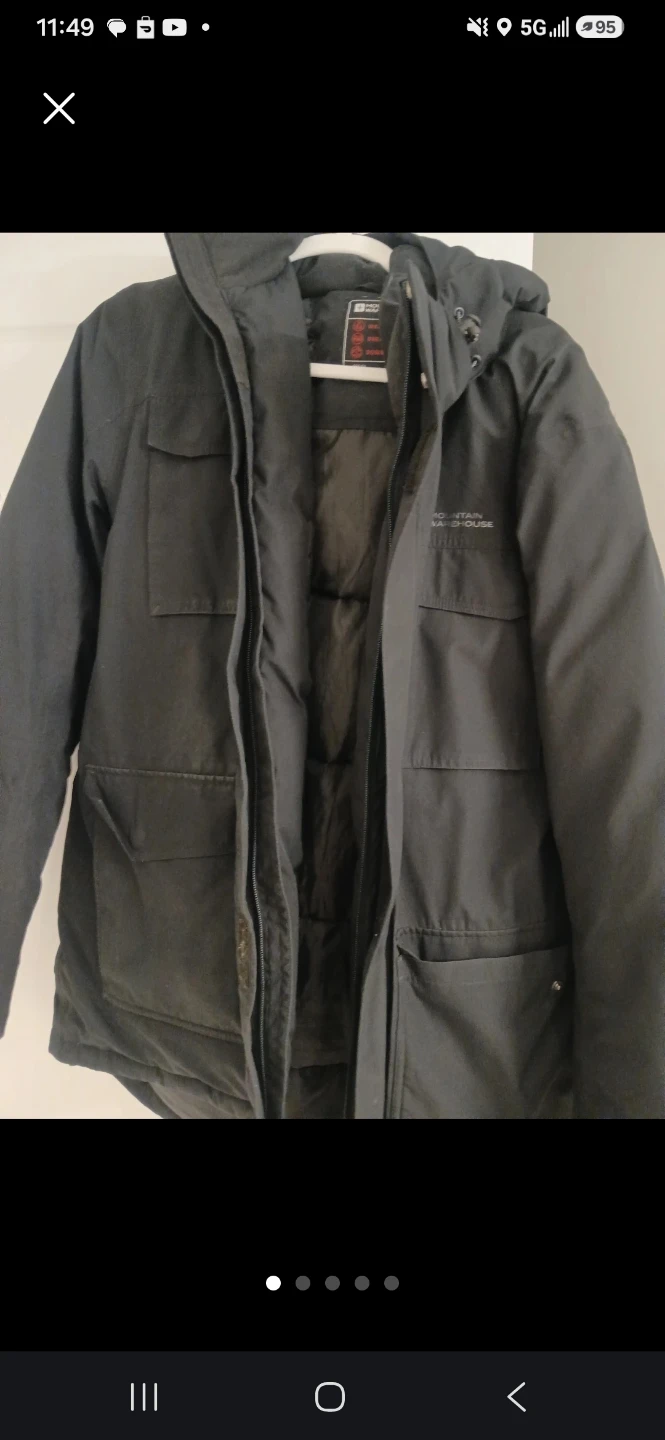 Men's Mountain Warehouse Down Filled Winter Jacket Black Large