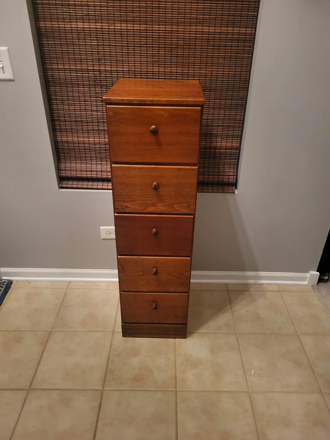 Tall Wooden 5-Drawer Storage Chest