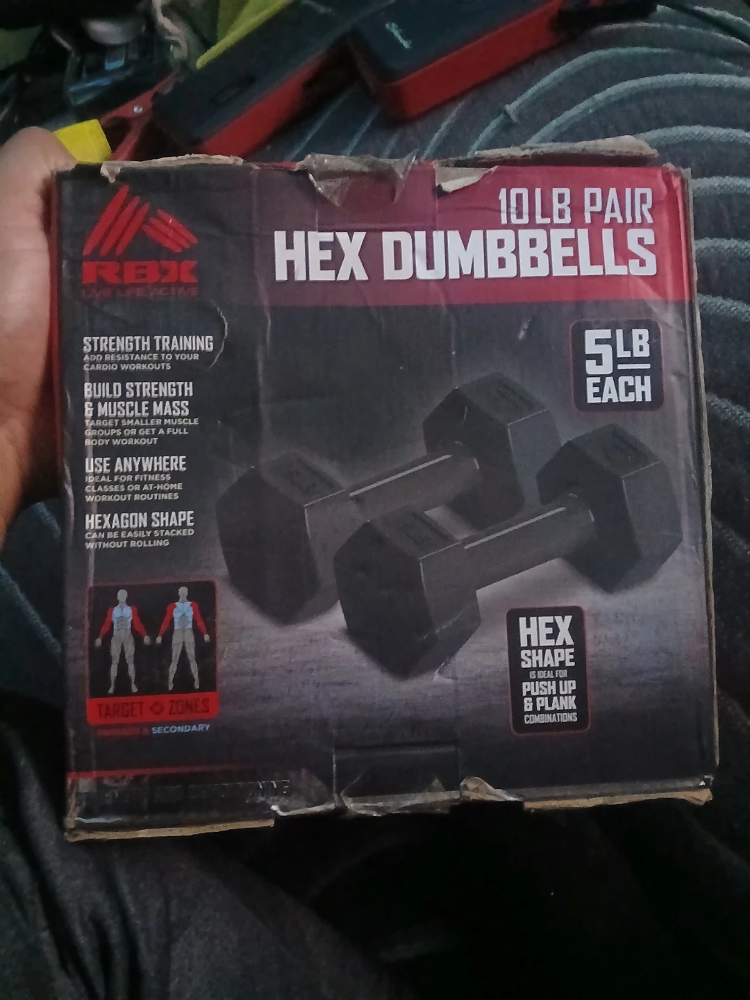 RBX 10lb Pair Hex Dumbbells - photo 3