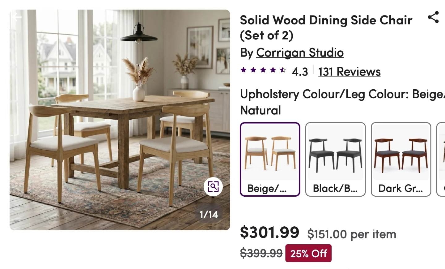 Corrigan Studio Solid Wood Dining Chairs (Set of 2)