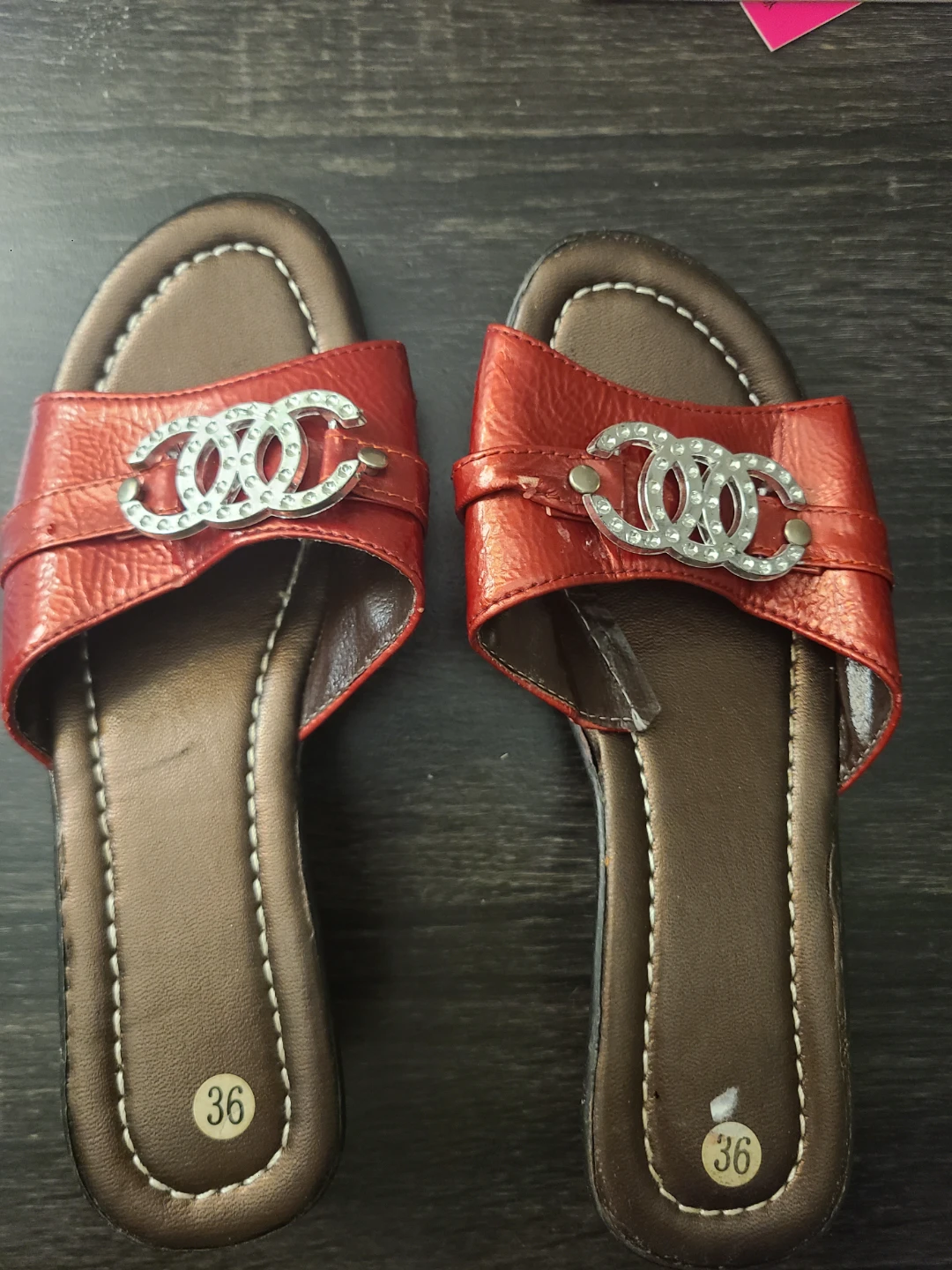 Y2K Red Wedge Slides Size 36