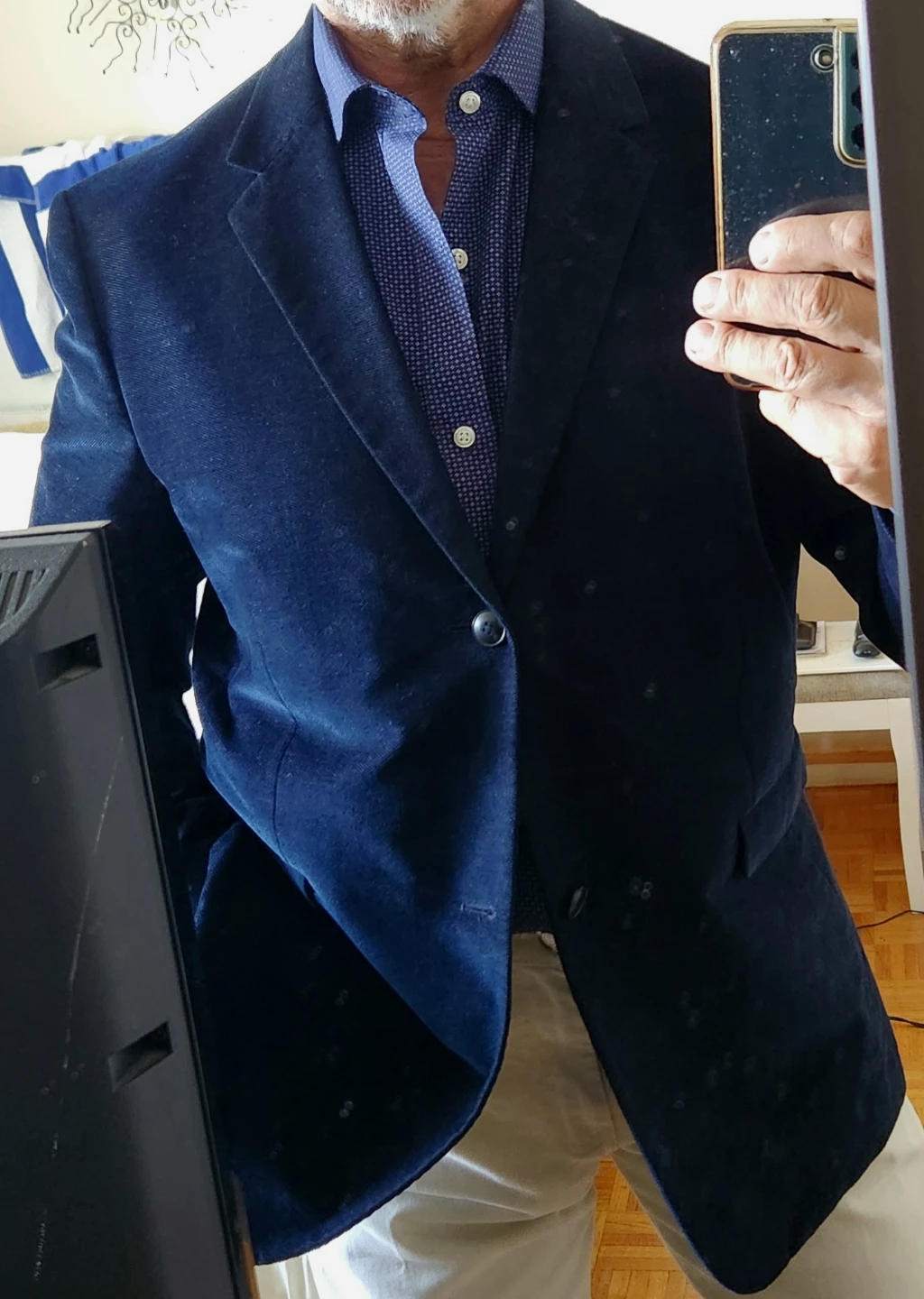 Mens "THEORY" Navy Blue Corduroy Blazer - photo 5