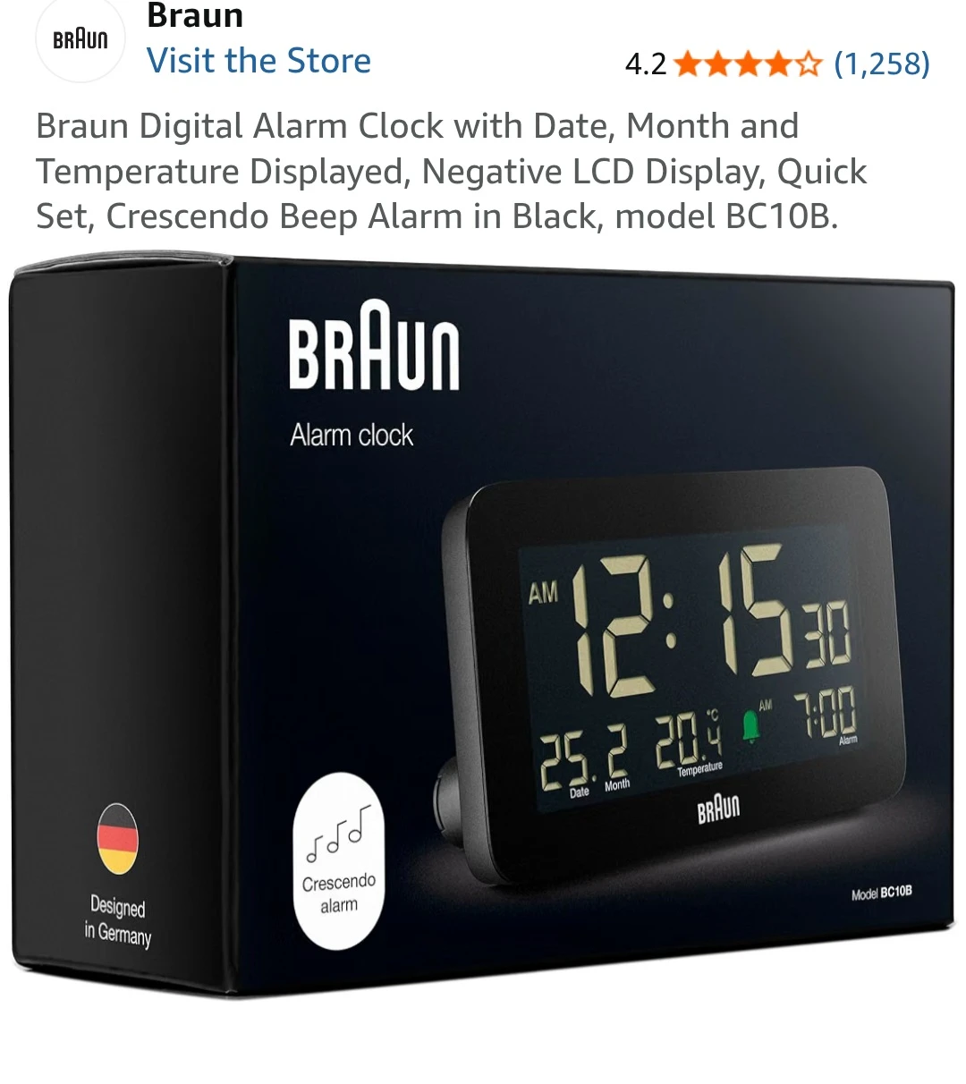 Braun Digital Alarm Clock – Brand New in Box - photo 2
